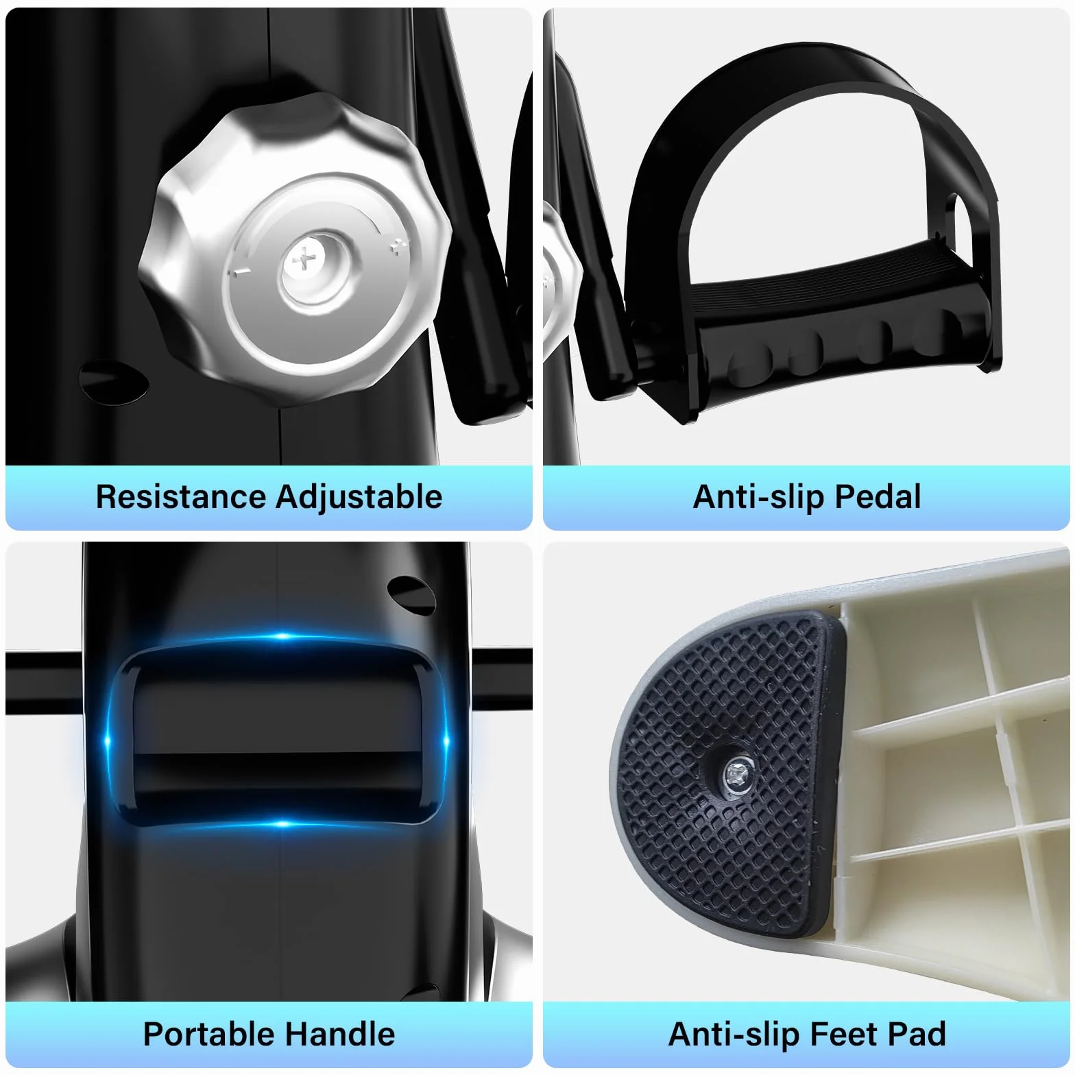 TODO Pedales Estaticos Personas Mayores, Mini Bicicleta Estática Resistencia Ajustable, Pedaleador para Ancianos con Pantalla LCD y Cinta de Sujeción, Ejercitador de Pedales para Casa & Oficina