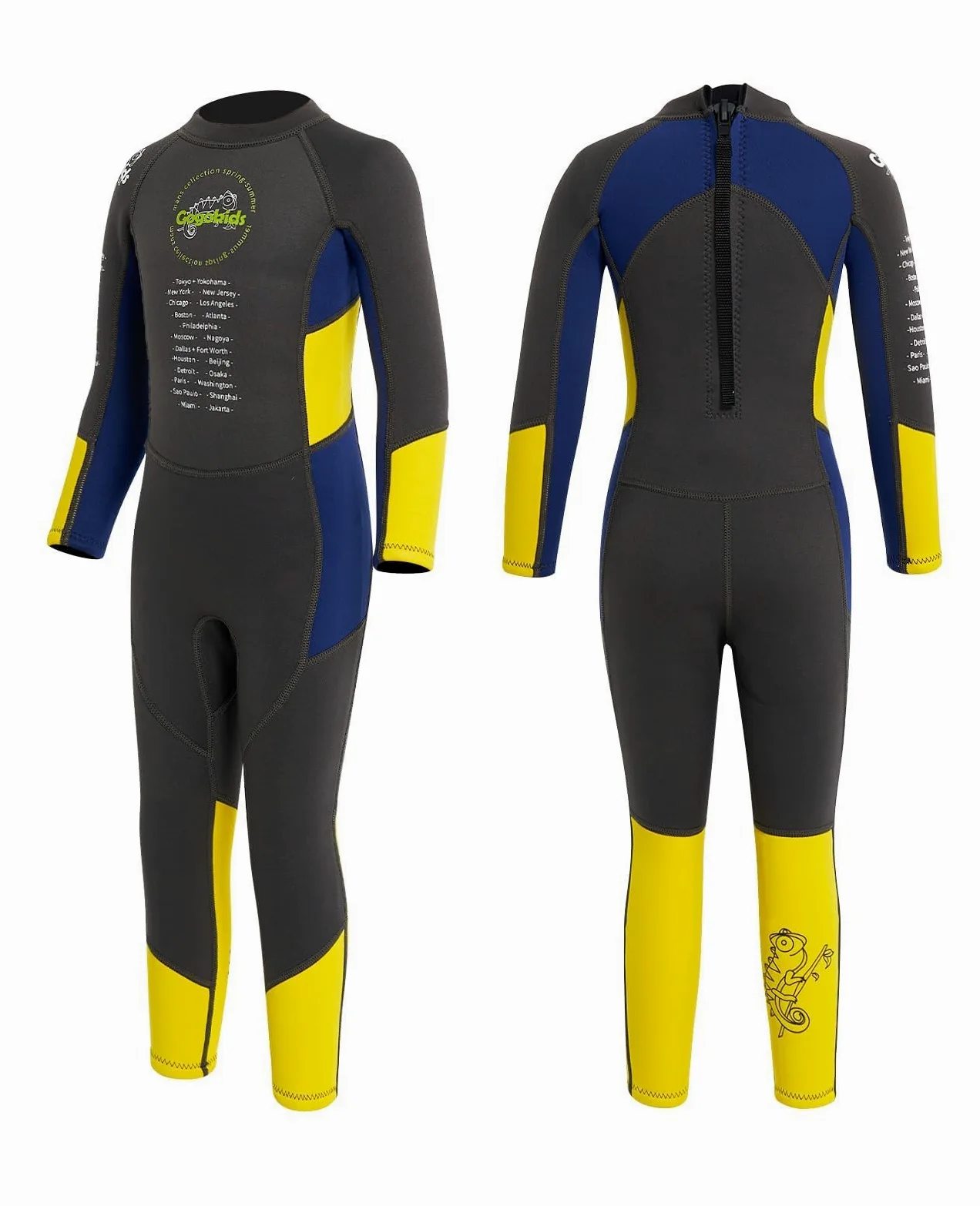 Gogokids Traje De Neopreno para Niños, 2.5MM Traje De Completo De Una Pieza Traje De Baño Térmico Cálido Grueso Traje De Buceo con Protección Solar UV 50+ para Nadar