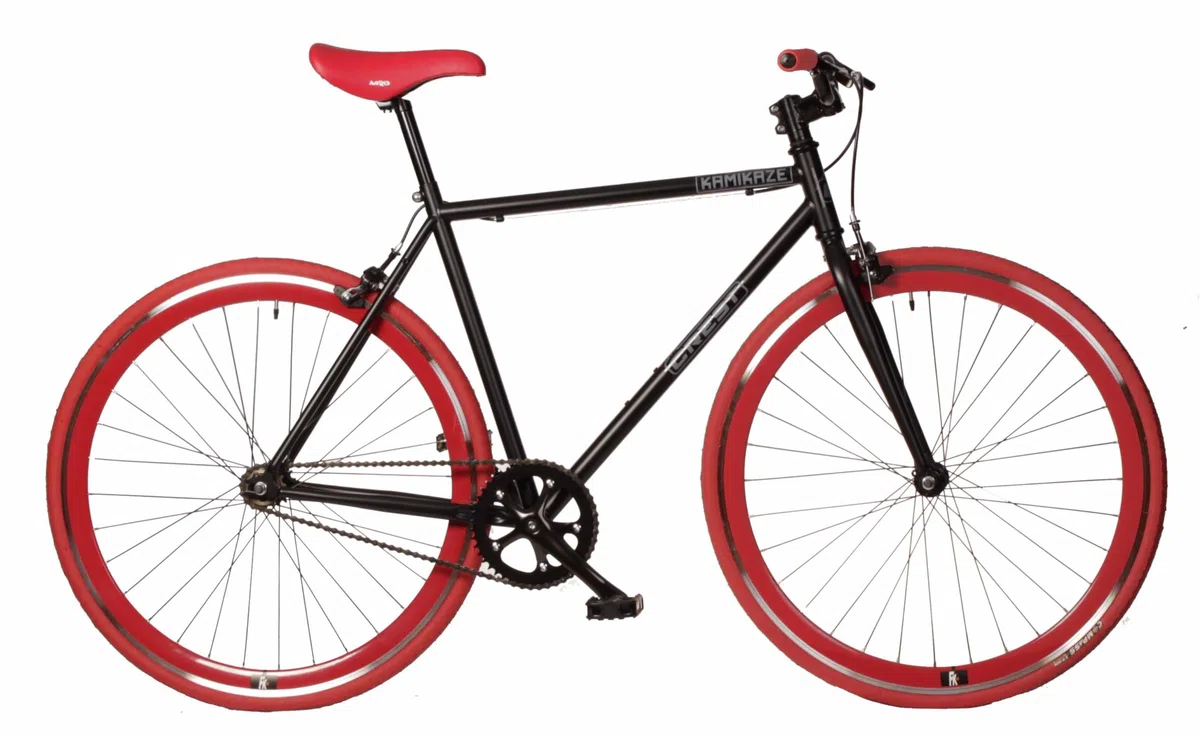 Kamikaze Bicicleta Carretera Fixie/Single Negra roja