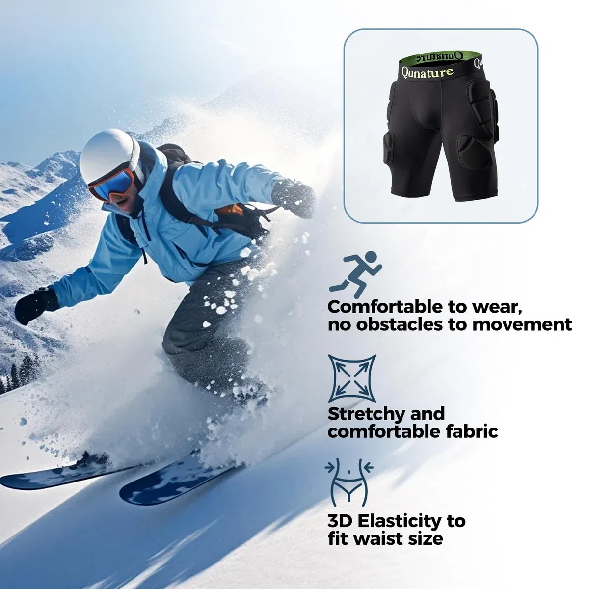 Pantalones Cortos de Protección de Cadera, Coxis con Acolchados para Snowboard, Patinaje y Esquí para Hombres y Mujeres, Ropa Deportiva Resistente a los Impactos al Aire Libre