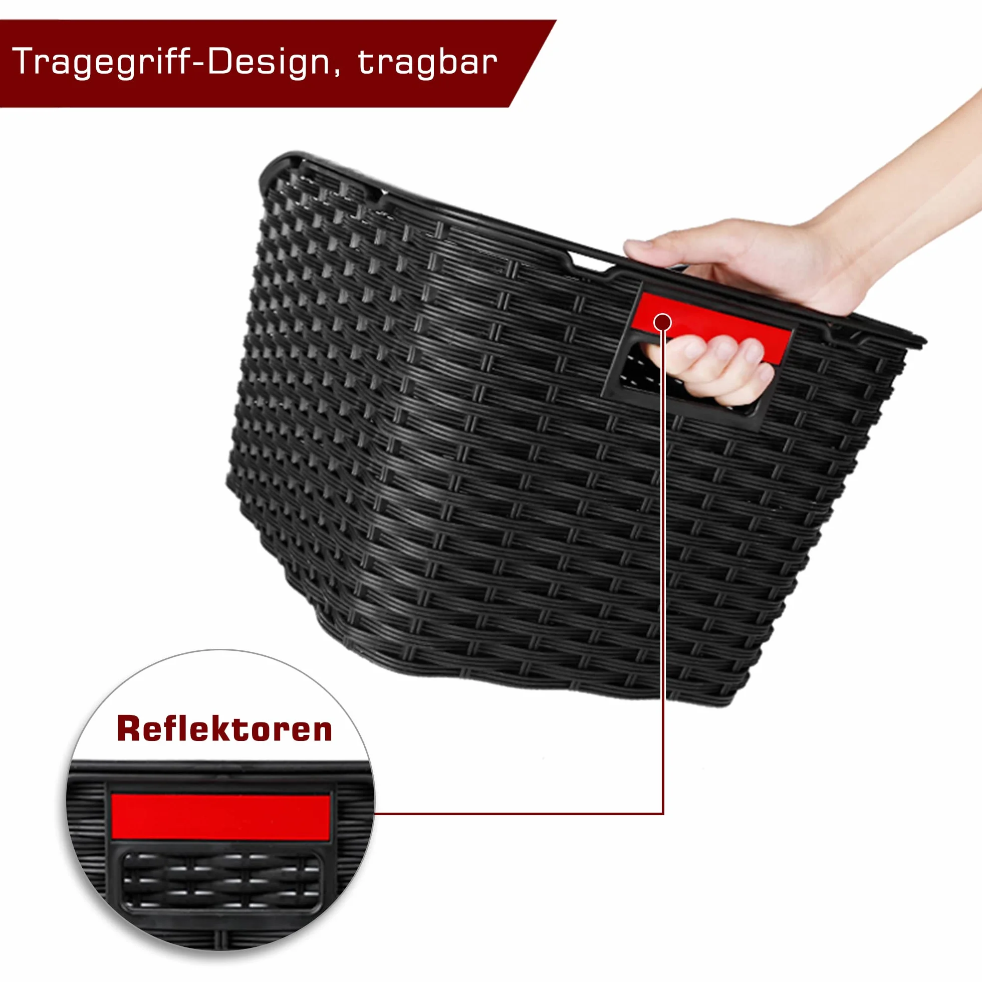 Cesta Trasera Bici 27L Tejido Malla de Plástico Resistente a la Intemperie no se Oxida, Incluye Material de Fijación y Bridas para Cables, Red Portaequipajes, Cubierta Impermeable