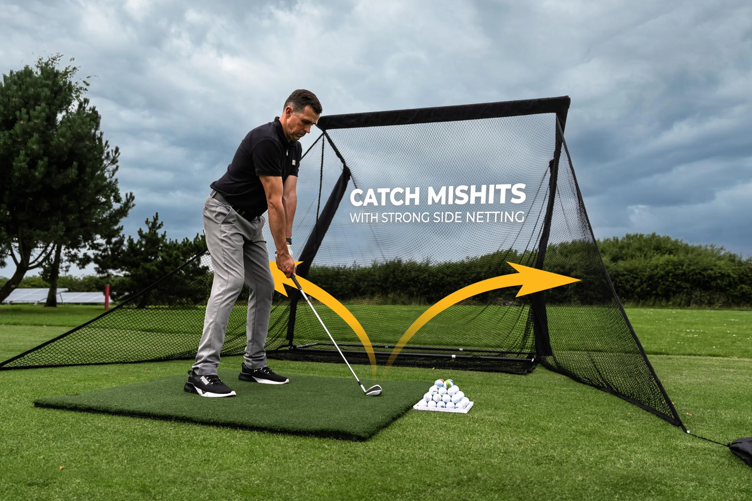 SimSpace Unisex Adult Tri Turf Multifunctional Golf Hitting Mat for Driving and Chipping Practice - Green, 64 cm x 40 cm