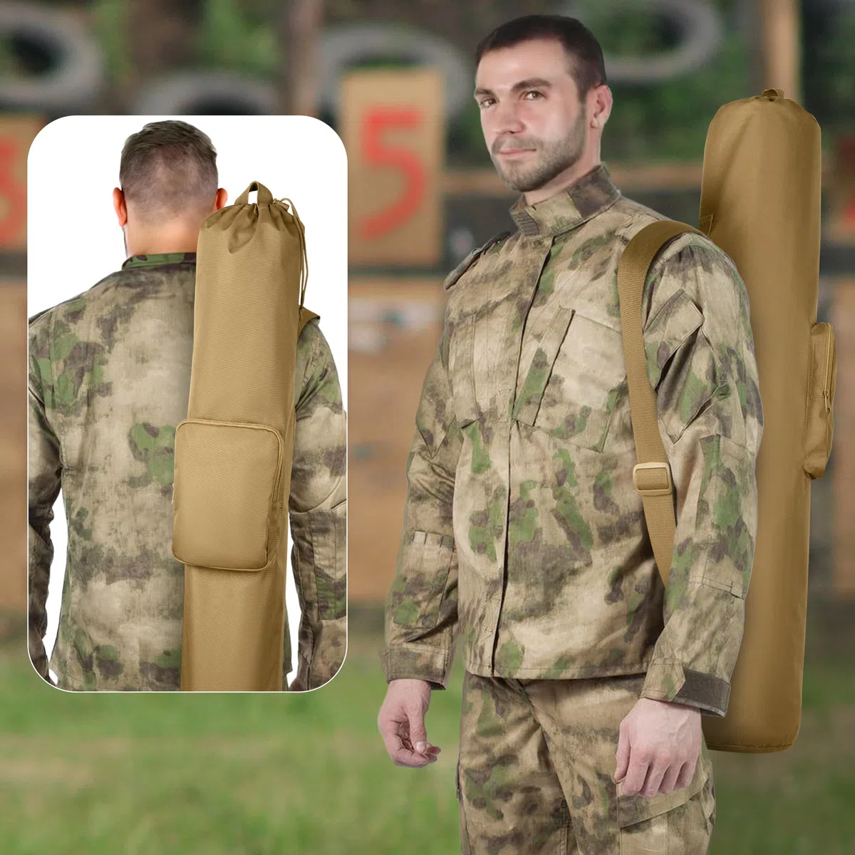 GOBUROS Alfombrilla de Tiro táctica con Bolsa de Transporte, Alfombrillas de Tiro enrollables extragrandes, Manta Acolchada para Tiro Boca Abajo con 2 Bolsillos para Accesorios