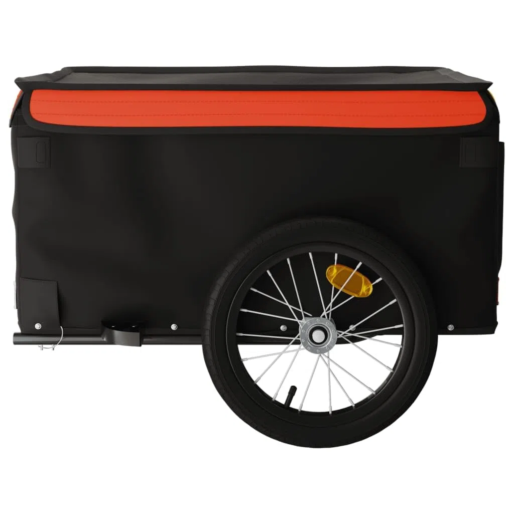 LAPOOH Remolque de Carga para Bicicleta Hierro Negro y Naranja 45 kg, Remolque Bici Perro, Remolque Bicicleta De Carga - 94082