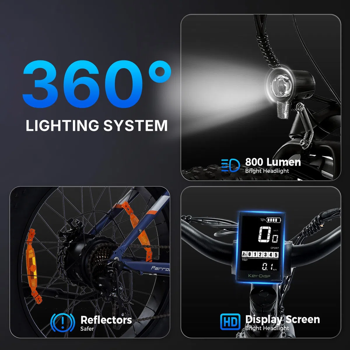 SPATIAL Bicicleta Eléctrica Montaña de 26" con Neumáticos Anchos de 4.0" y Batería de 48 V 13Ah y 624 WH