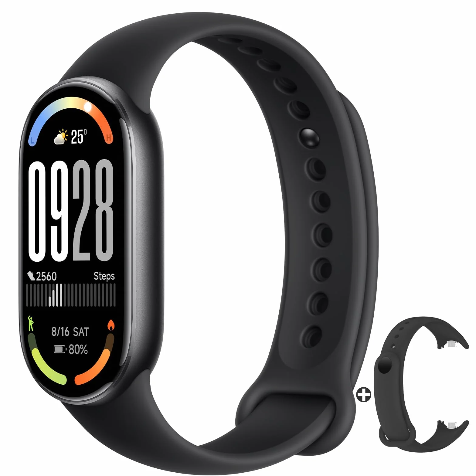 XIAOMI Smart Band 10 +Correa - Pulsera de Actividad, Autonomía de hasta 21 días, 1.72" Pantalla AMOLED con Tasa de refresco de 60 Hz, Sensor de Frecuencia Cardíaca, App Mi Fitness, Negro-(Versión ES)