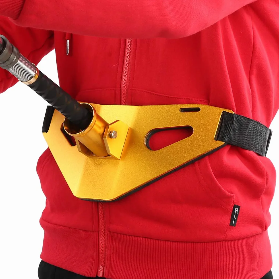Alomejor Cintura Cinturón de Pesca Ajustable Levántate Cinturón de Lucha contra la Pesca Aleación de Aluminio Gimbal Acolchado Soporte para caña de Pescado