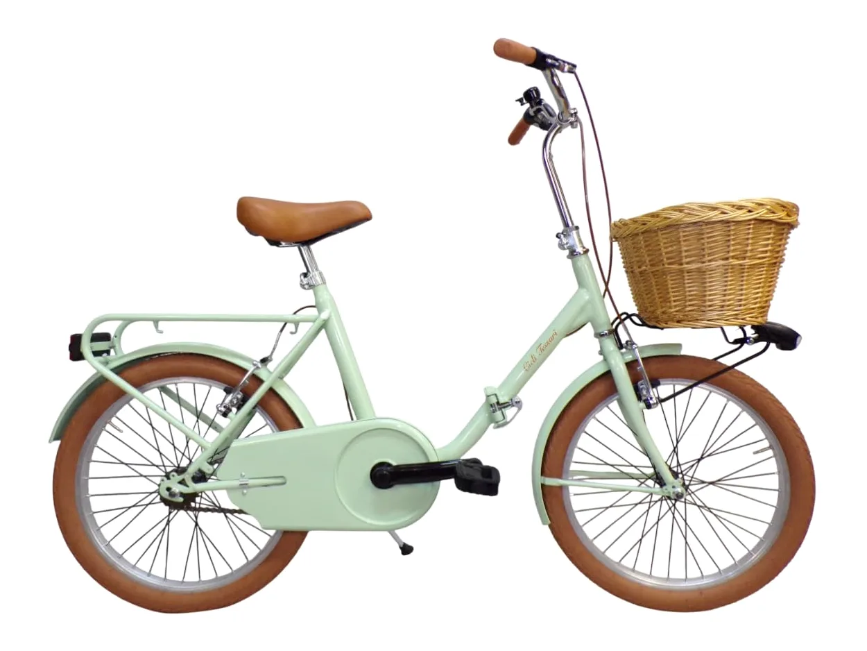 Bicicleta plegable de paseo Graziella Car-Bike con cesta delantera de mimbre vintage