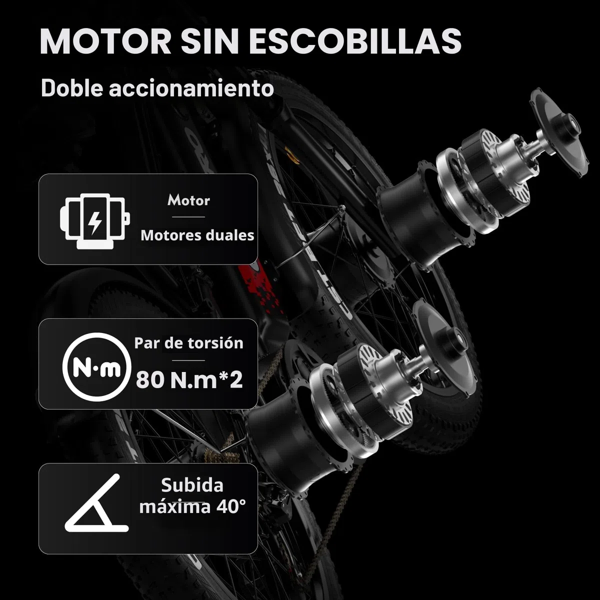 tifgalop Bicicleta eléctrica para Adultos, Bicicleta eléctrica Todoterreno de 26 Pulgadas, Doble absorción de Impactos, 7 velocidades, batería de Litio de 48V 18Ah, Alcance de hasta 45-90 km
