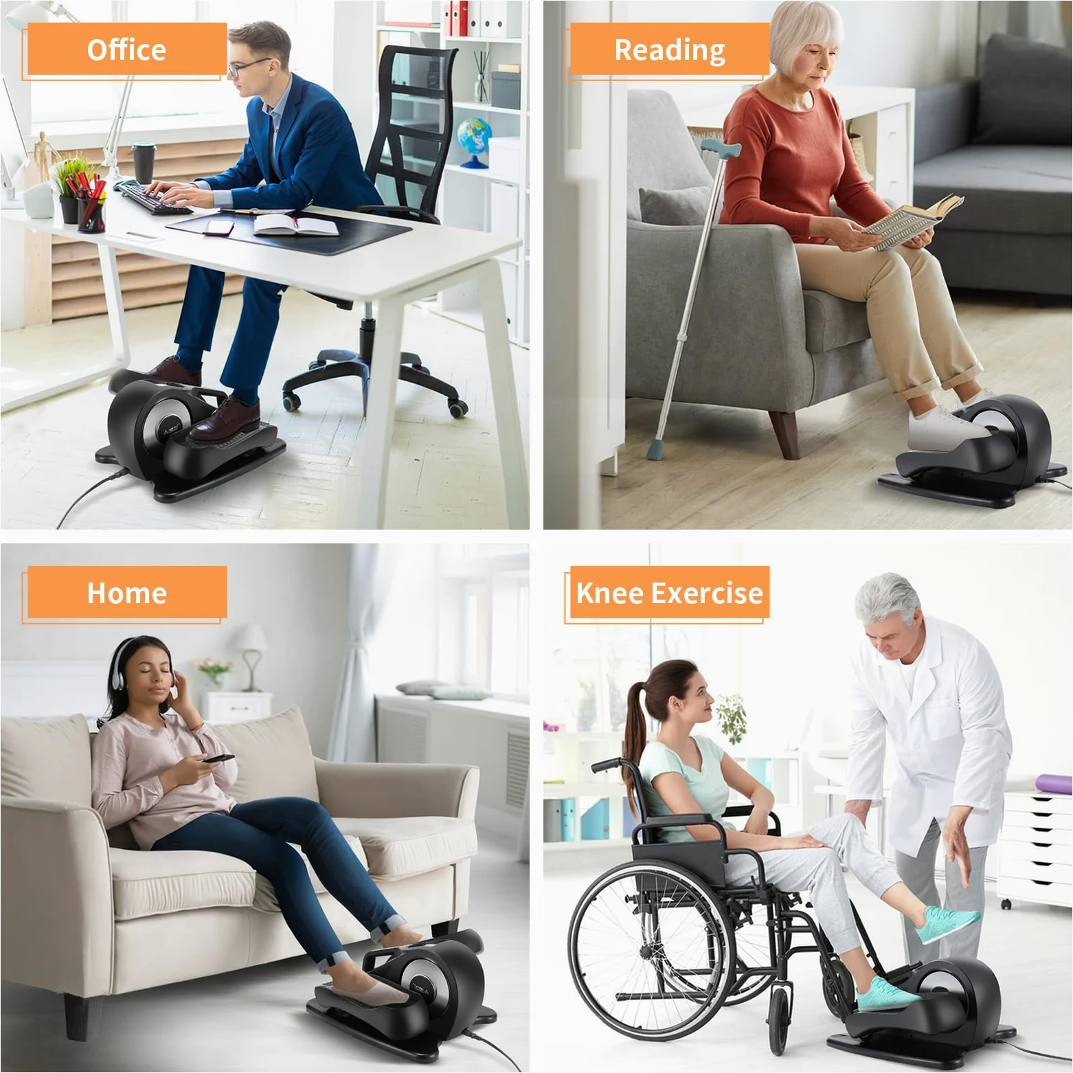 Mini Eliptica, Máquina Elíptica Eléctrica de Velocidades Ajustables, Pedales Estaticos Personas Mayores, Pedaleador Electrico Portátil, Entrenador Elíptico para Mayores y Adultos
