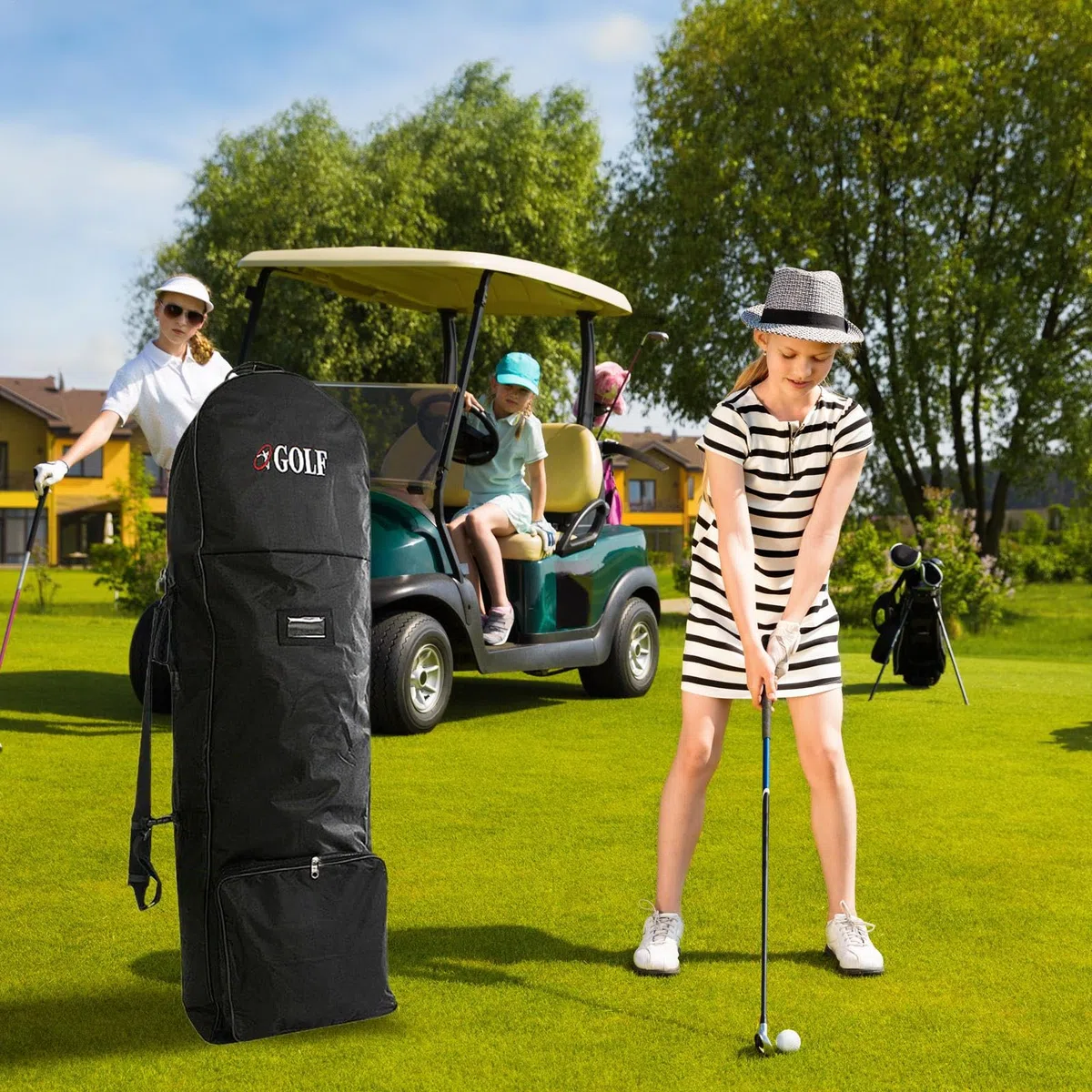De Viaje De Golf | Cubierta De Protección De Viaje Para El Club De Golf Con Tirantes Ajustables, De Vuelo Con Ruedas Para Aviones De Tren Del Metro