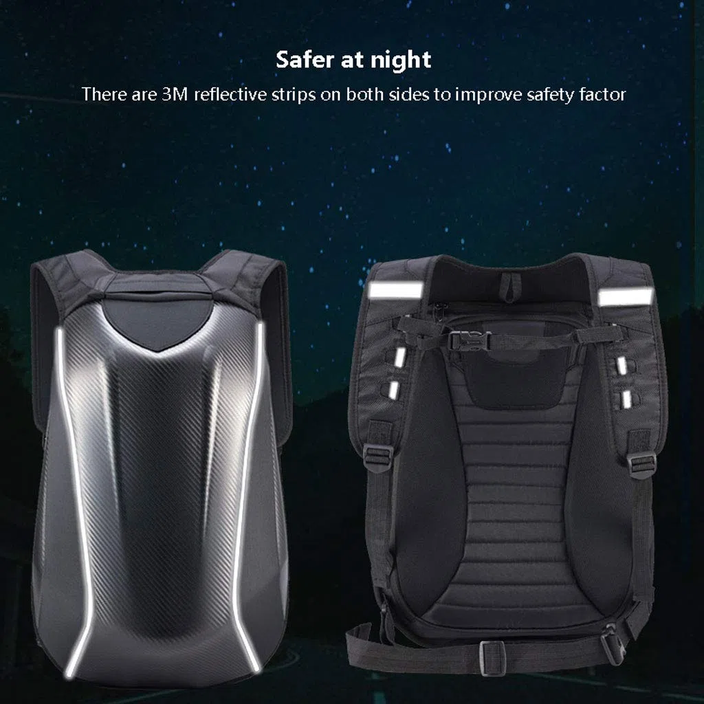 Mochila Multifuncional para Moto Mochila Rígida Equipaje Mochila De La Motocicleta De La Fibra De Carbono, Bolso De Ciclo, Bolso Duro Impermeable De La Locomotora (38x37x56cm)