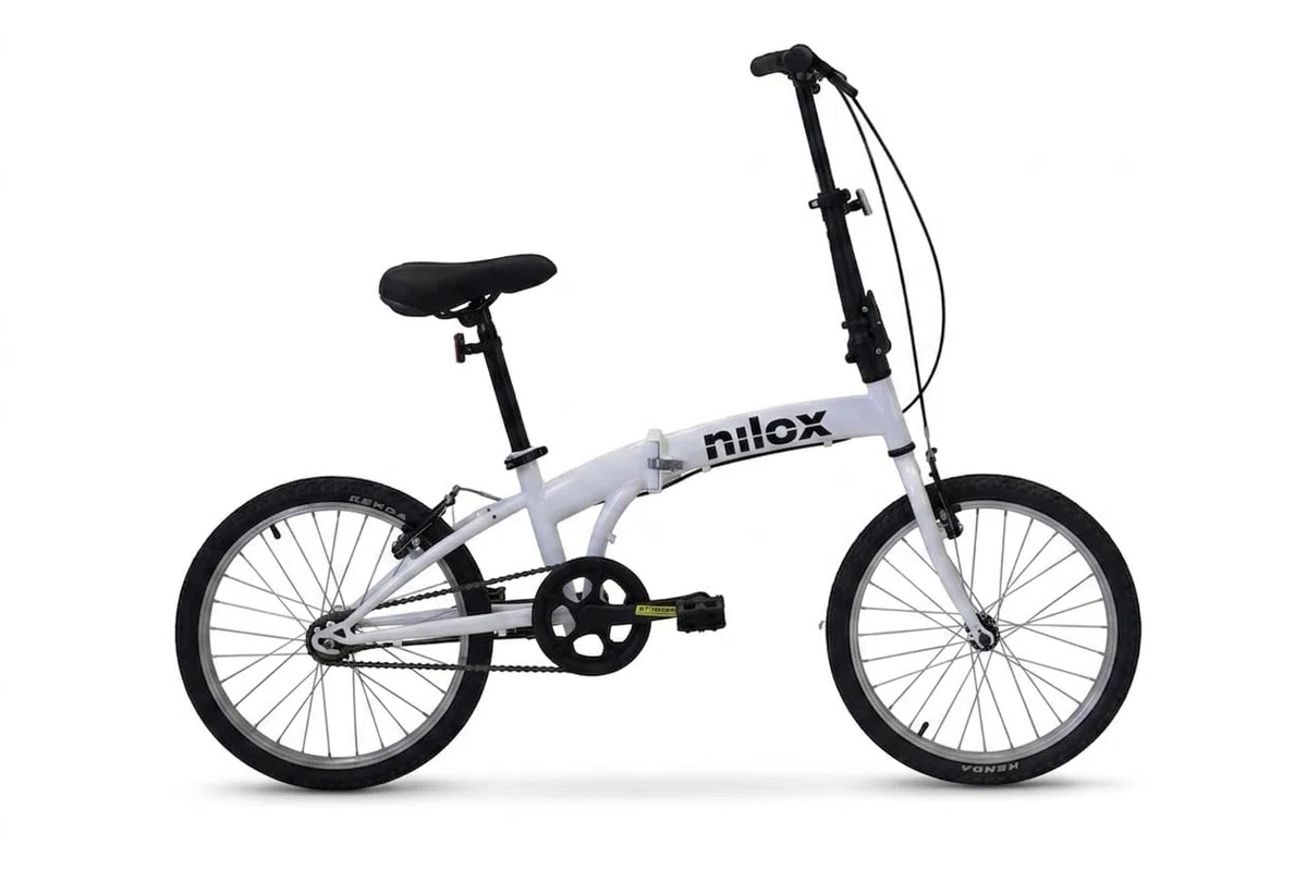 Nilox, Bike X0, Bicicleta Plegable Adulto, Fácil de Transportar, Diseño Moderno con Cuadro de Acero Opaco y Ruedas de Aluminio de 20'', Bicicleta Adulto Ligera de 12 kg, Blanca
