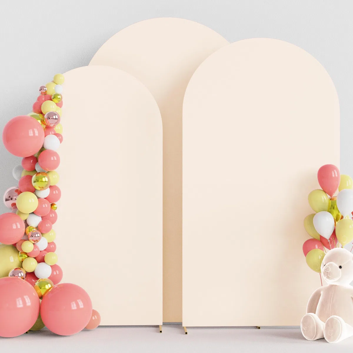 Wokceer Juego de 3 Fundas de Arco de Boda (7.2 pies, 6.6 pies, 6 pies) de Elastano, Ajustadas para Arco de Boda, para Parte Superior Redonda, Fondo de Arco de Chiara, Cubierta para Fiesta de
