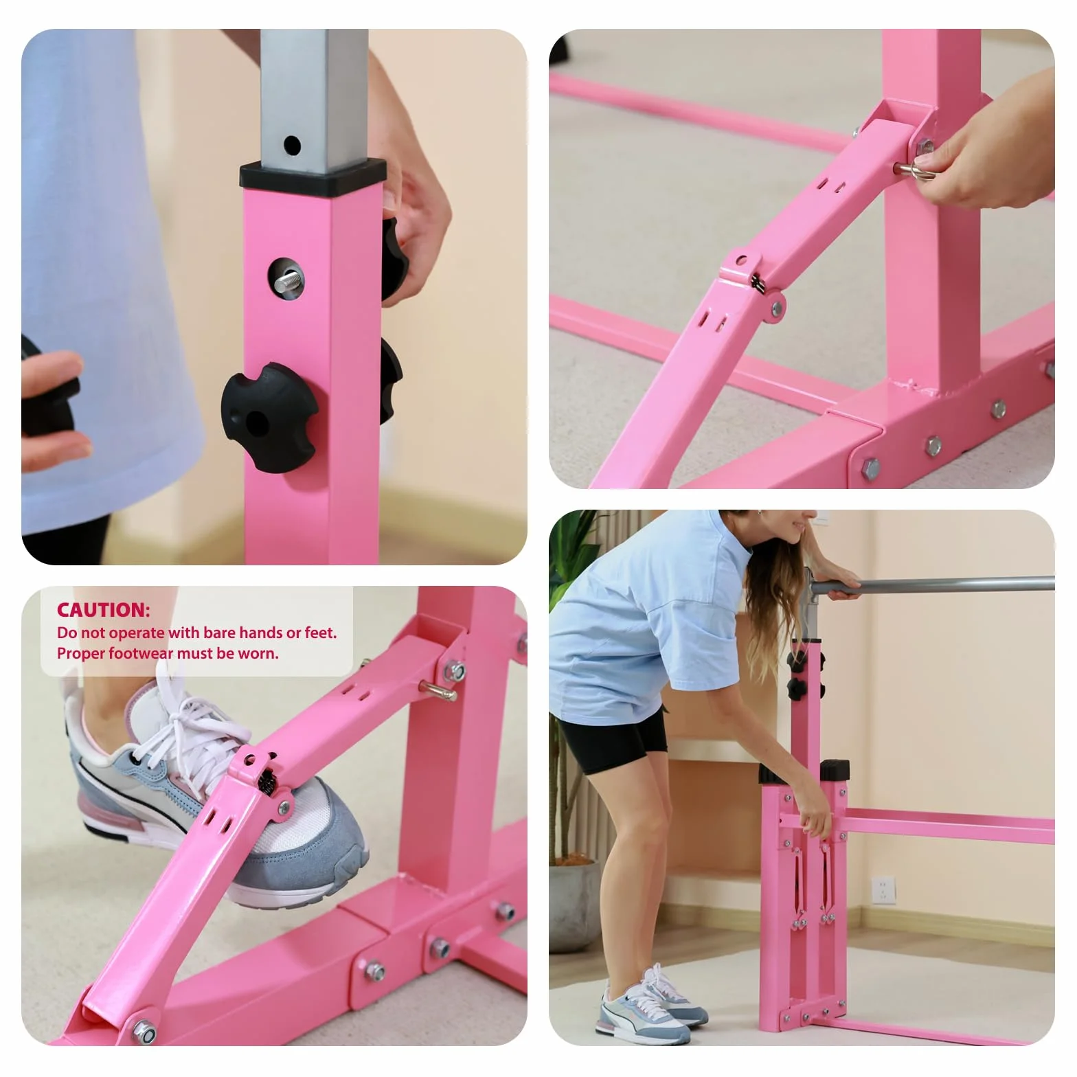Barra de Gimnasia, Barra de Gimnasia Plegable para niños, Barras de Entrenamiento de Gimnasia en casa, Altura Ajustable, construcción de Acero Estable, Antideslizante, fácil de Montar