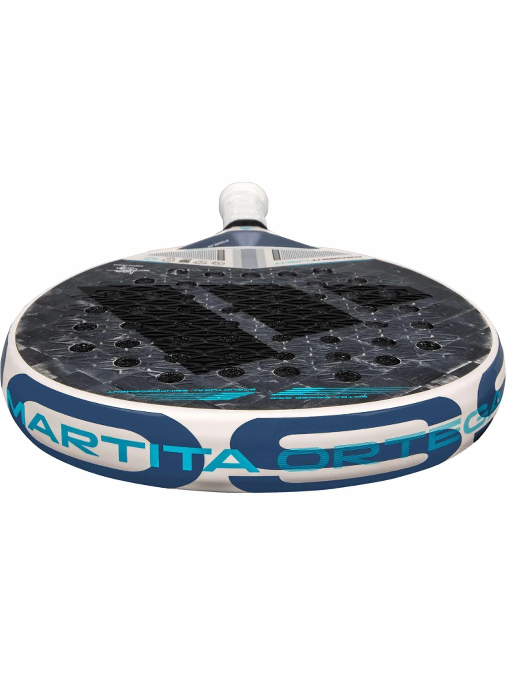 Pala de Padel adidas Cross It Light 3.4 Marta Ortega Blanca Azul Gris, Forma Redonda, Goma eva Soft Energy, Carbono aluminizado 24k