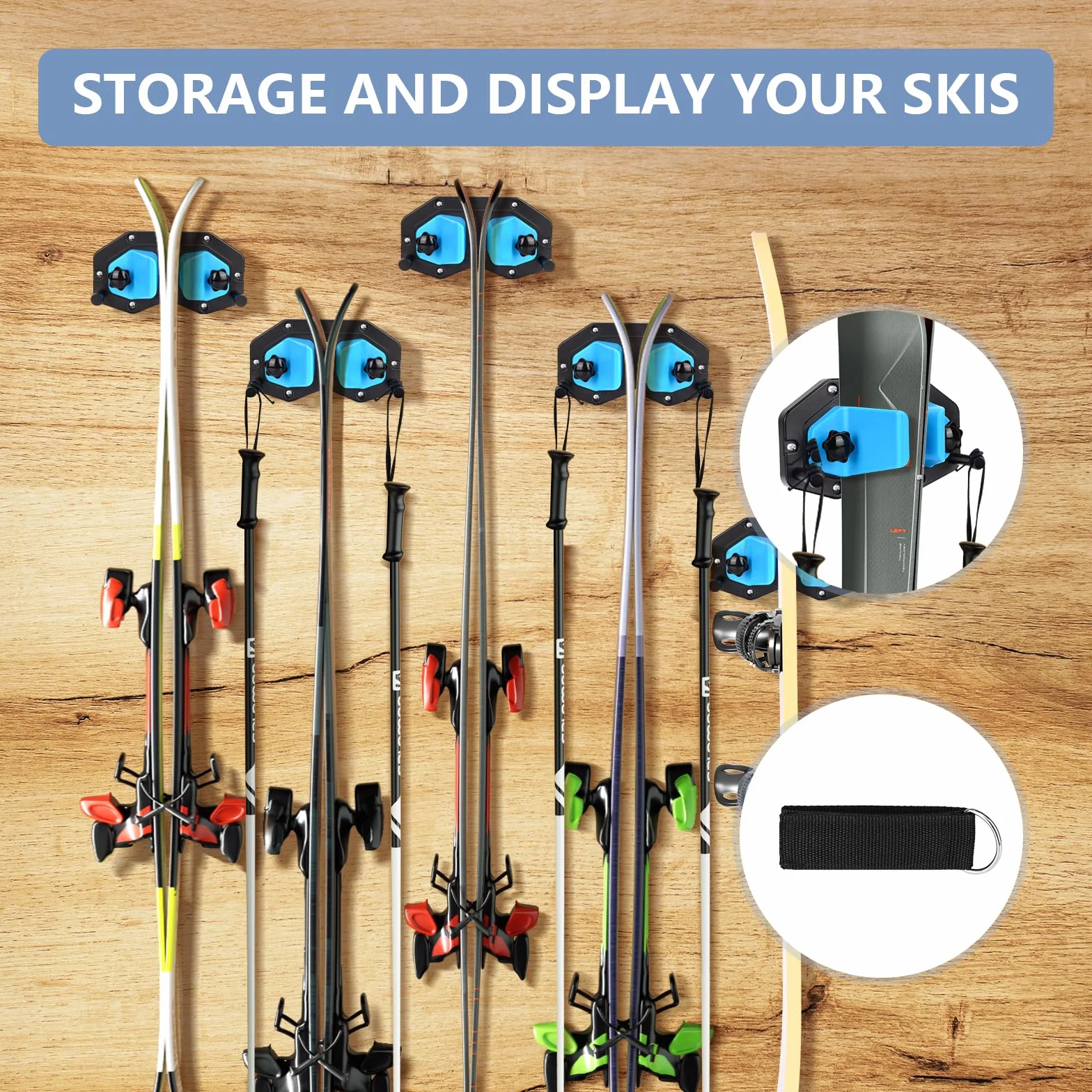BOOSTEADY Soporte de Pared para Snowboard, Estante de Pared para Esquí y Snowboard Soporte tabla Snowboard Accesorios para Cualquier Esquí o Snowboard, 2 Piezas
