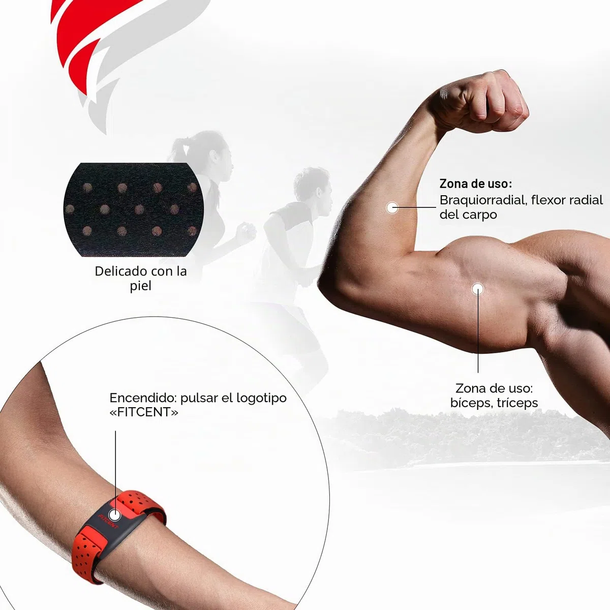 FITCENT Pulsómetros Brazo Bluetooth Ant+ Sensor óptico Brazalete Monitor de Frecuencia Cardíaca para Peloton iFIT Polar Strava Wahoo Garmin