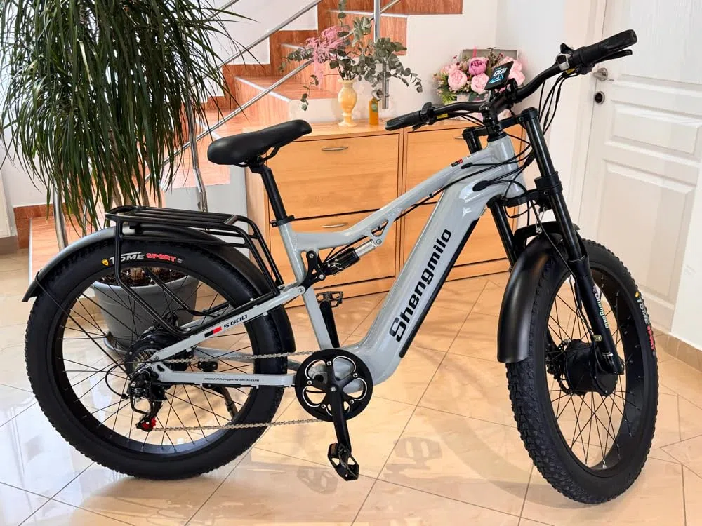 Shengmilo S600 Bicicletas eléctricas, 26 Pulgadas, neumáticos Anchos, batería de 840 WH con batería de Iones de Litio extraíble y 7 velocidades para Adultos y Hombres(Gris Mate)
