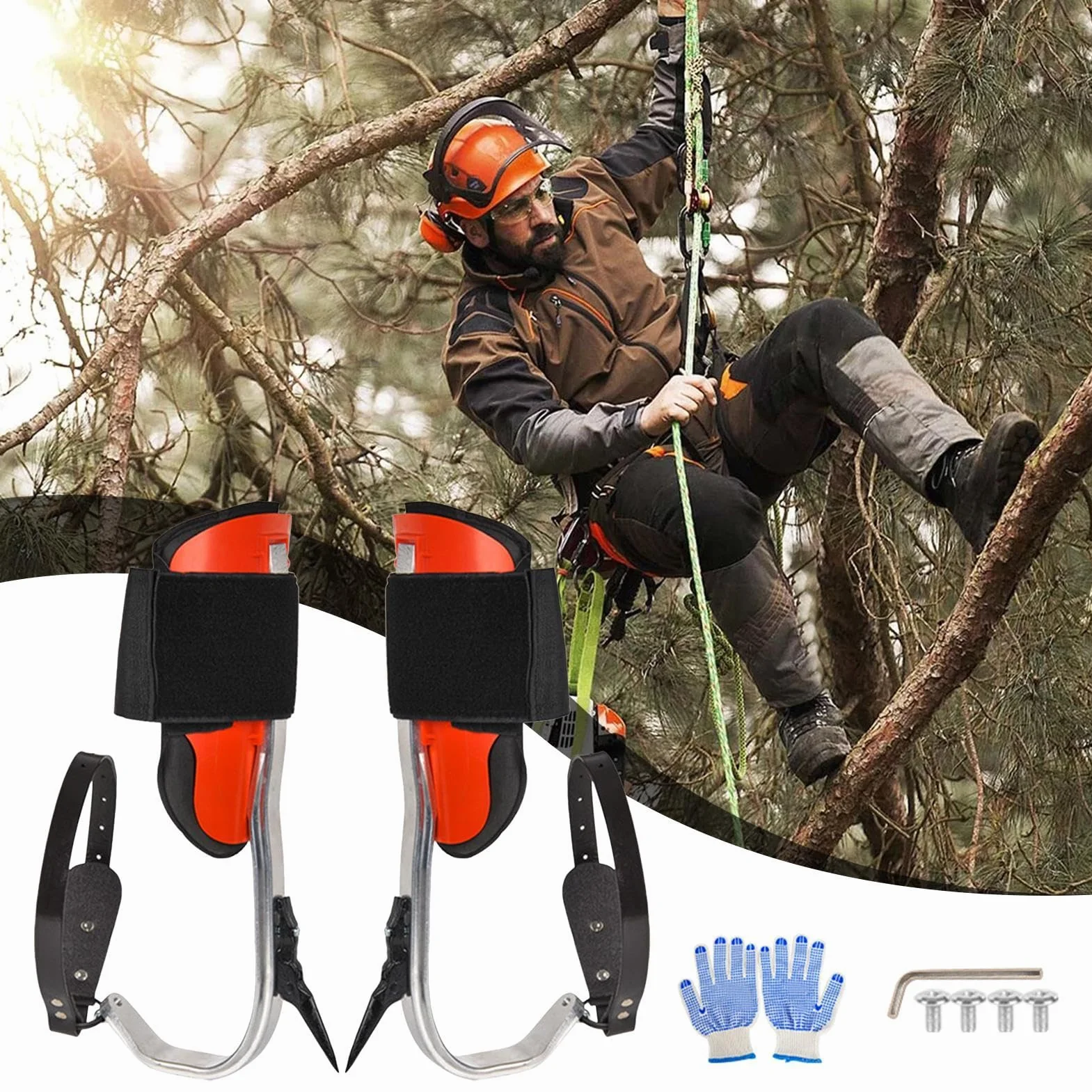 Equipo para trepar árboles,Picos para trepar árboles,Garfios portátiles para árboles trepadores | Equipo de servicio de árboles, zapatos para trepar árboles, equipo para trepar palmeras para interiore