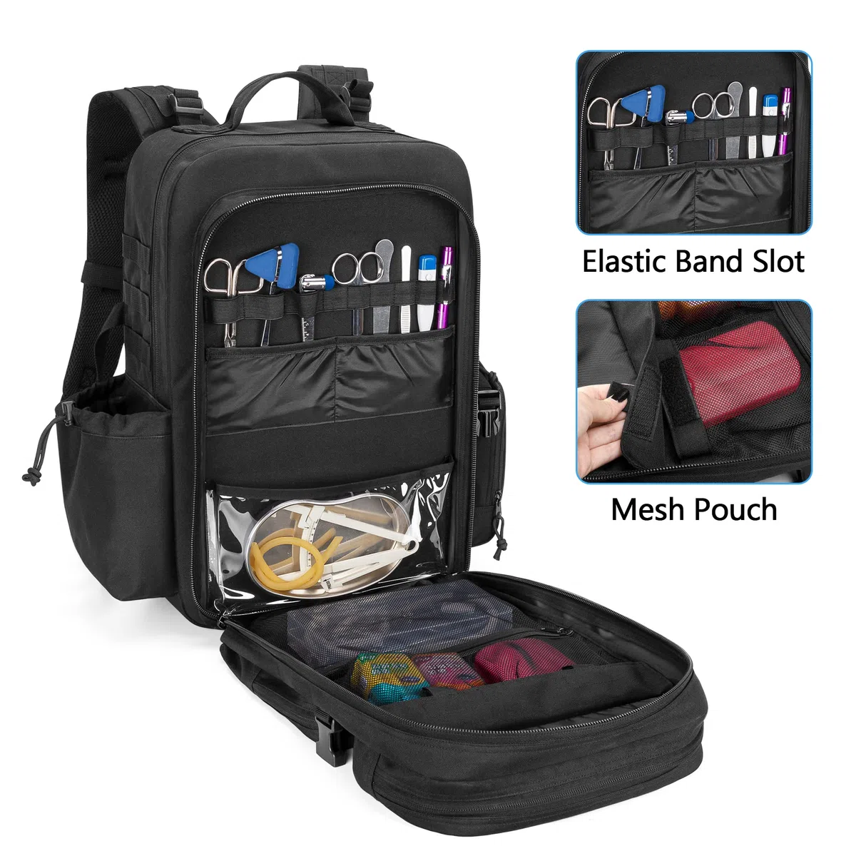 Damero Mochila Táctica Trauma Vide, Molle Bag First Aid Bug Out Bolsa Táctica Médica para Camping,Negro