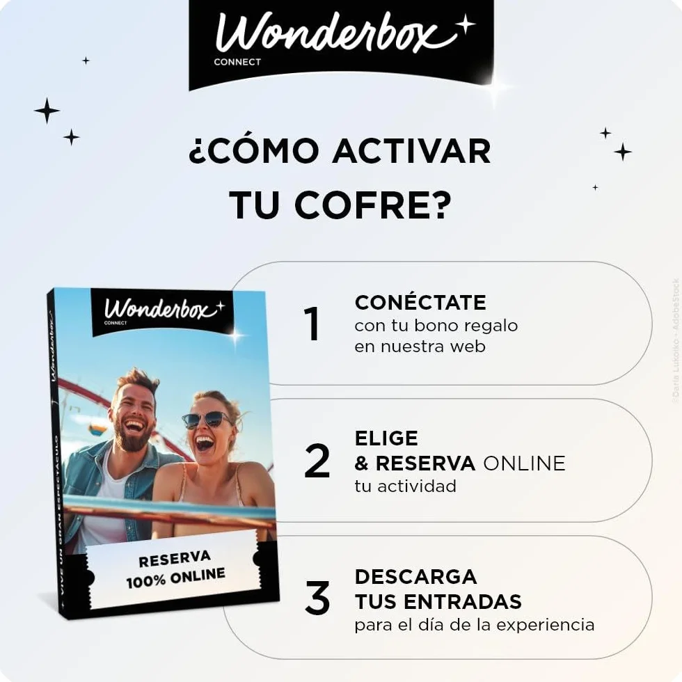 WONDERBOX Connect - Caja Regalo - Multi Madrid Estancia - 1, 2 o 3 entradas para 1 Actividad a Elegir + 1 Noche - Museos, Parques de Atracciones, estadios de fútbol… - Válido Durante 27 Meses