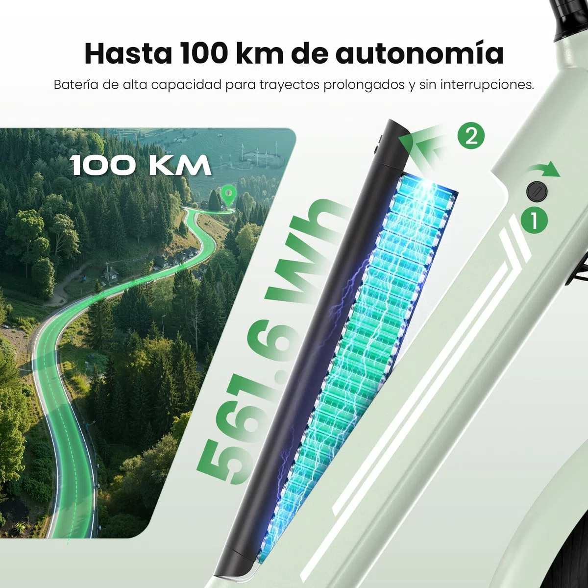 Bicicleta Eléctrica para Mujer 27,5", Motor 250W, Batería Extraíble 36V 15,6Ah hasta 100 km, Velocidad 25 km/h