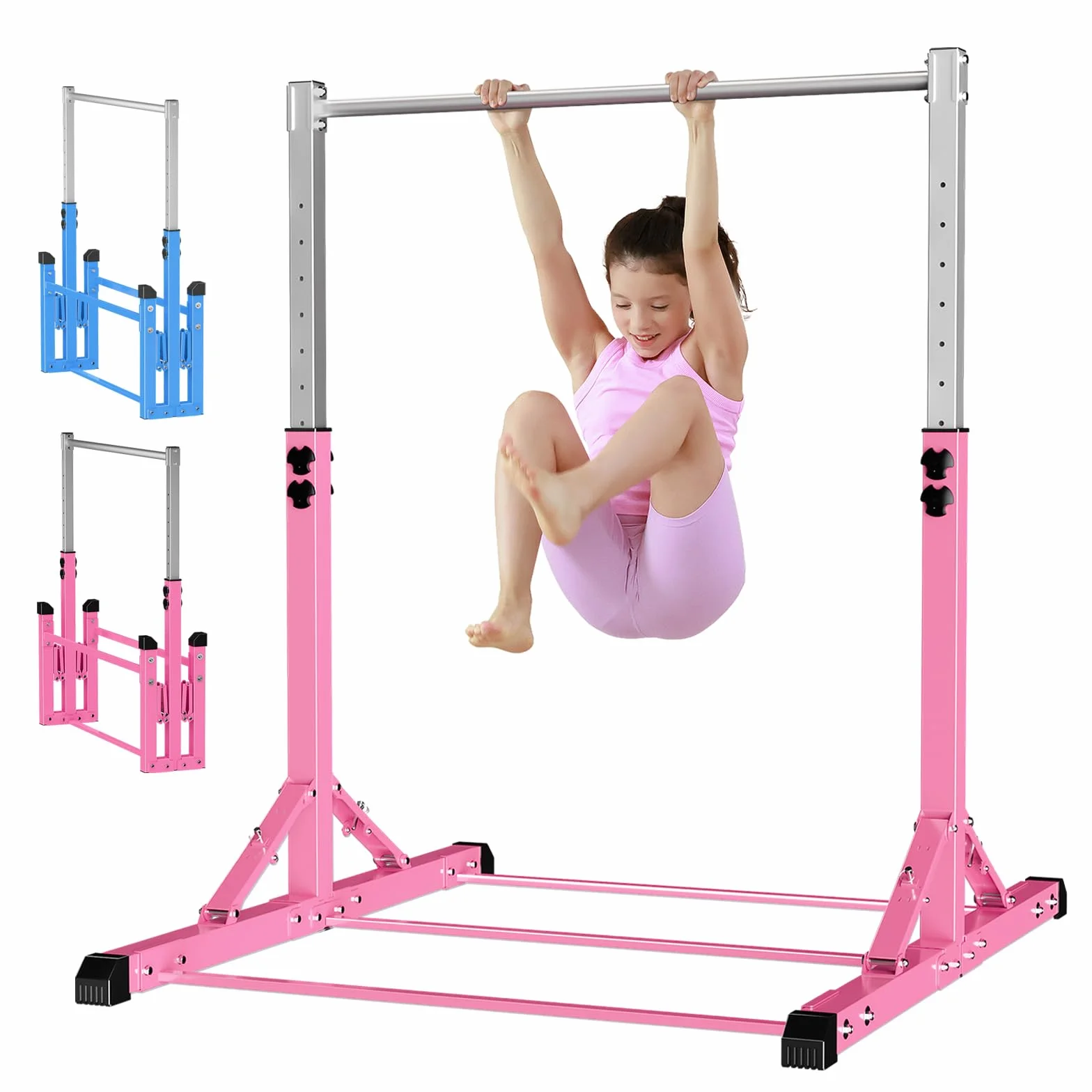 Barra de Gimnasia, Barra de Gimnasia Plegable para niños, Barras de Entrenamiento de Gimnasia en casa, Altura Ajustable, construcción de Acero Estable, Antideslizante, fácil de Montar