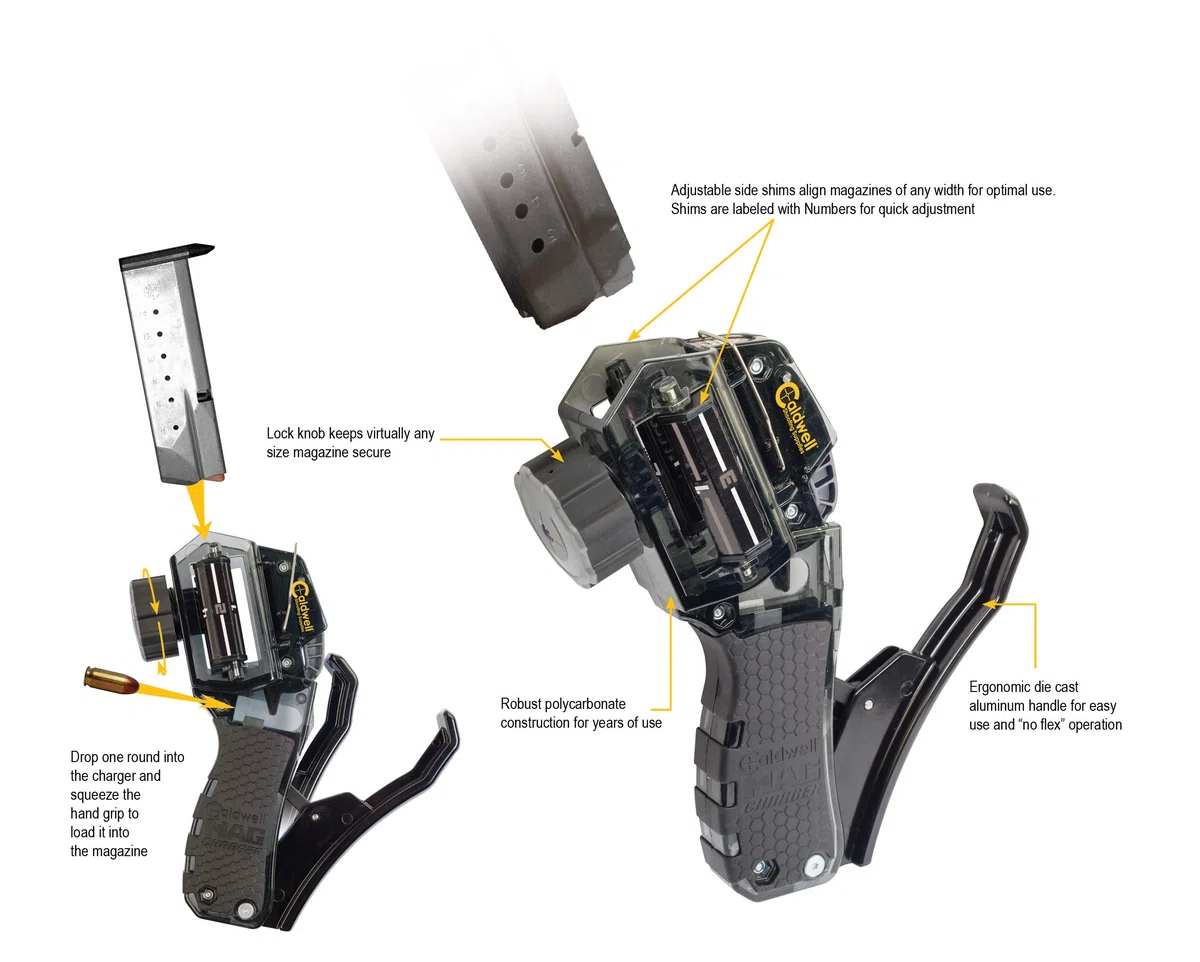 Caldwell mag Charger Universal Pistol Loader Cargador rápido para Cargadores Pistola