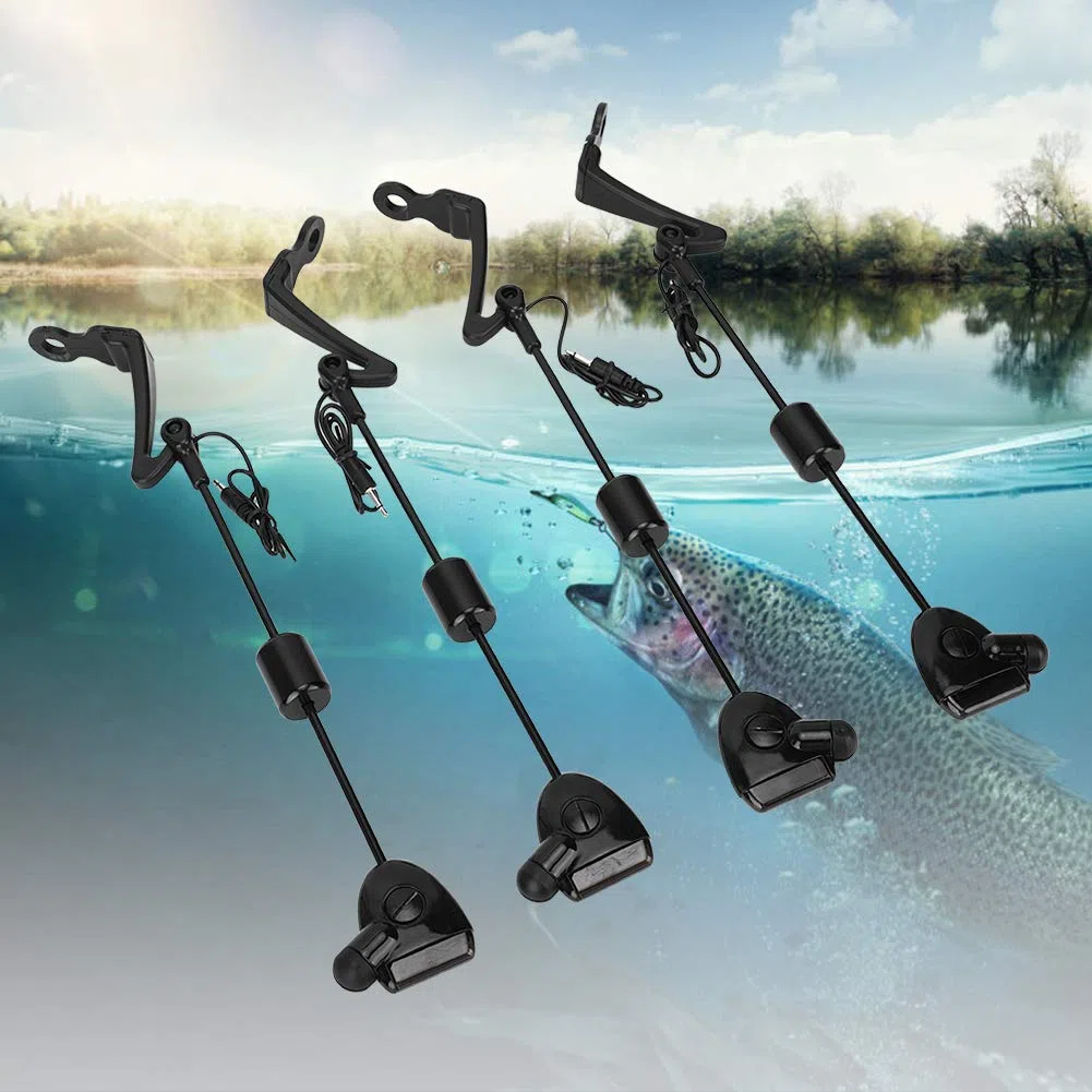 Alarma De Picadura De Pesca, 4 Piezas De Plástico, Perchas De Alarma De Picadura De Pesca, Alerta De Luz Y Sonido, Indicador De Cadena Oscilante, Accesorio para Equipo De Peces para Atraer Peces