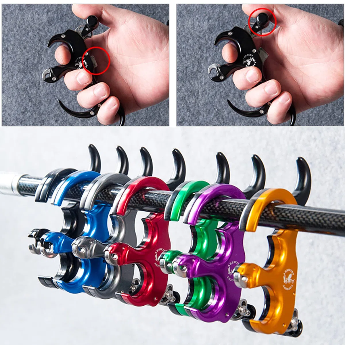 Ayuda de liberación de Arco Compuesto Liberación del Pulgar 3/4 Dedos Ajustable Disparador Automático de Lliberación del Pulgar de Tiro con Arco para Entrenamiento de Caza