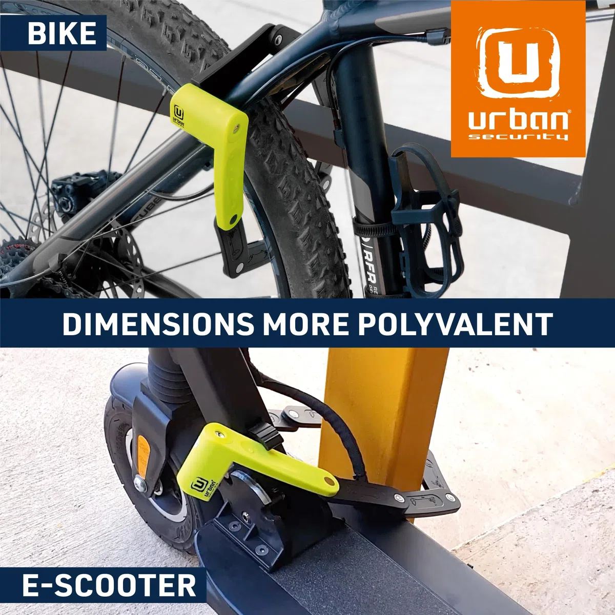 URBAN UR469Y Candado Bicicleta Plegable, Visible, 70cm Más Compacto Más Facil Transporte Sin Ruidos, Protección Antirasguños, Antirrobo con Cerradura Alta Seguridad, para Patinete