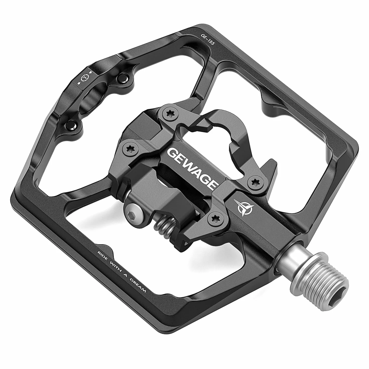 GEWAGE Pedales para Bicicleta de montaña - Pedales Planos para Bicicleta de Doble función y Pedales SPD - Pedales de Plataforma de 9/16" compatibles con SPD para Bicicleta BMX de montaña de Carretera