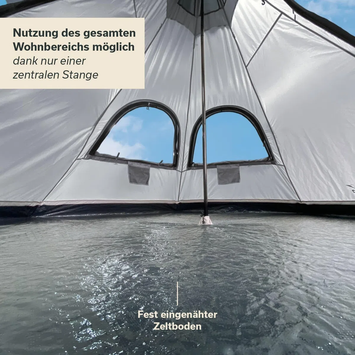 Skandika Tienda de campaña India Tipi Hetta | para 4-6 Personas, 2-3 m de Altura, Suelo Cosido, 3000 mm de Columna de Agua, UV 50+