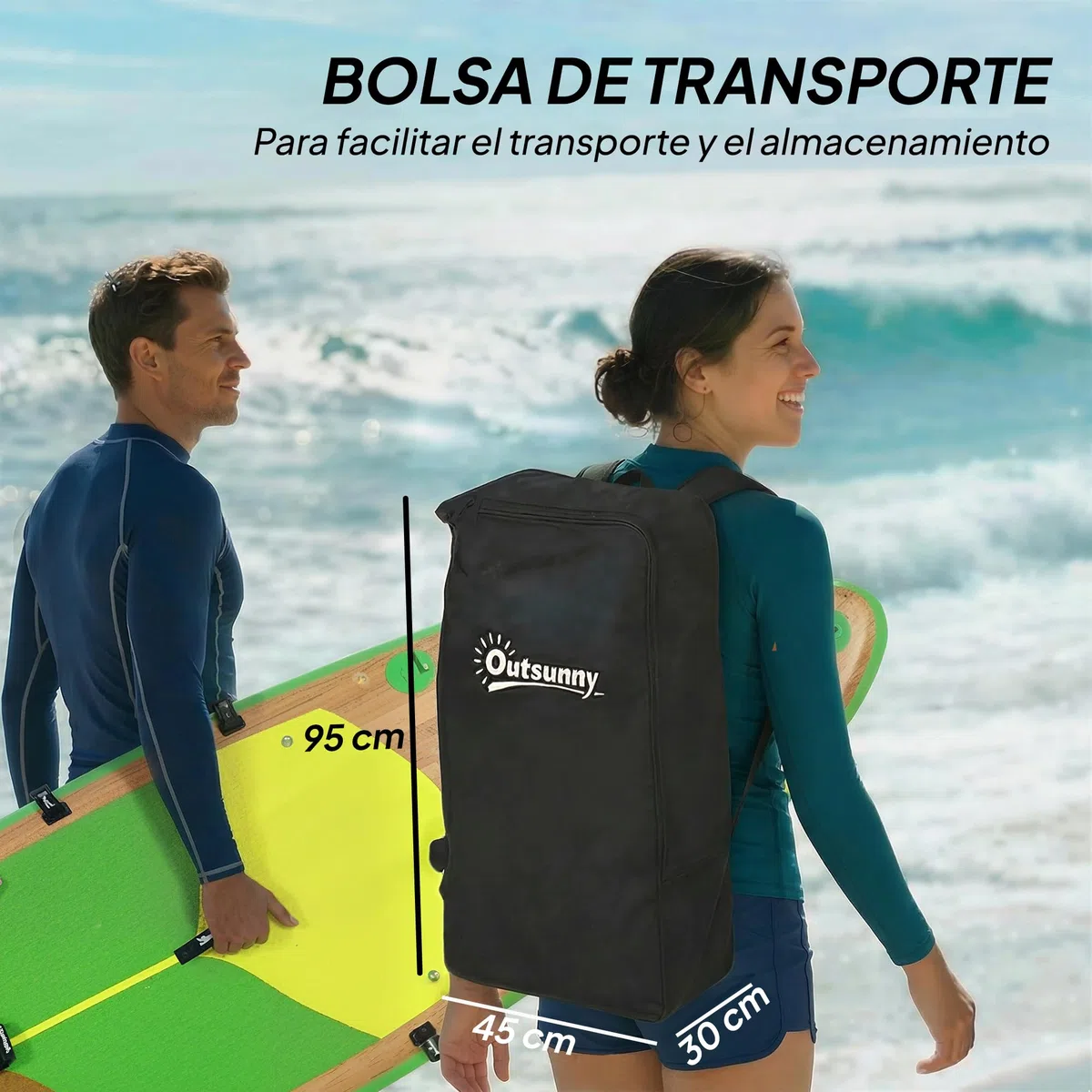 Outsunny Tabla Paddle Surf Hinchable con Accesorios, 335 cm, Remo Convertible, Asiento, Aletas, Stand Up Paddle Board con Superficie Antideslizante, Bomba, Mochila y Funda, Carga 180 kg, para Adultos