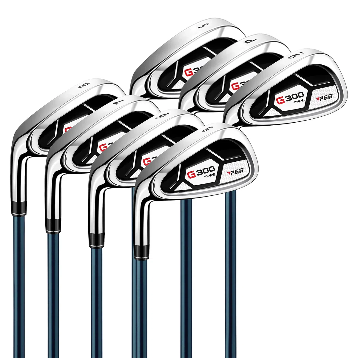 PGM Juego completo de palos de golf para hombre G300 - Driver #1 de titanio, híbrido con sesgo de tiro, juego de hierros de alta resistencia, putter de alto perdón, con bolsa de soporte (para zurdos