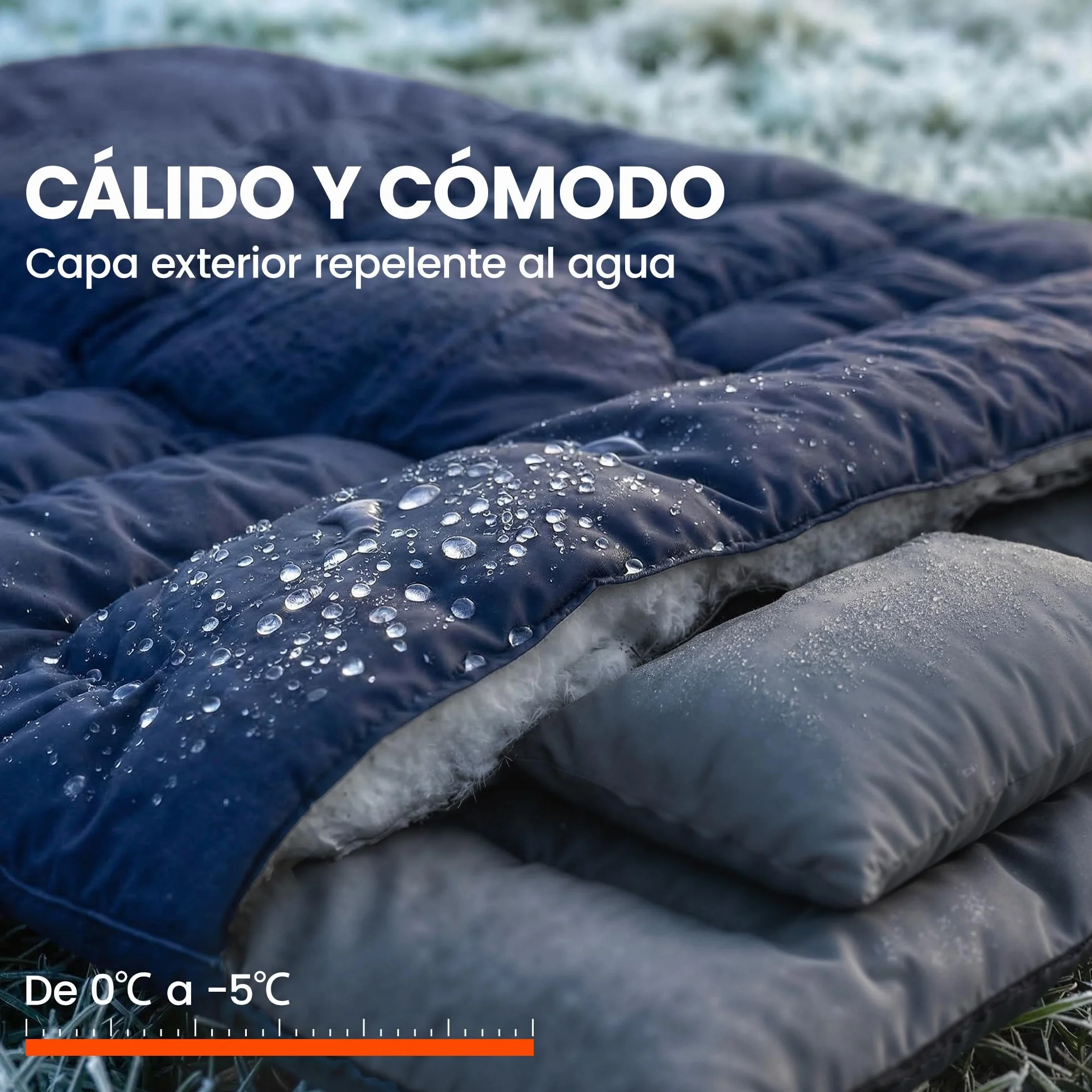 Outsunny Saco de Dormir Doble Adulto, Ligero, Tamaño Queen para 2 Personas 3 Estaciones, Saco de Dormir Rectangular con 2 Almohadas y Bolsa Transporte, para Días Fríos, Acampar, Senderismo Azul Oscuro