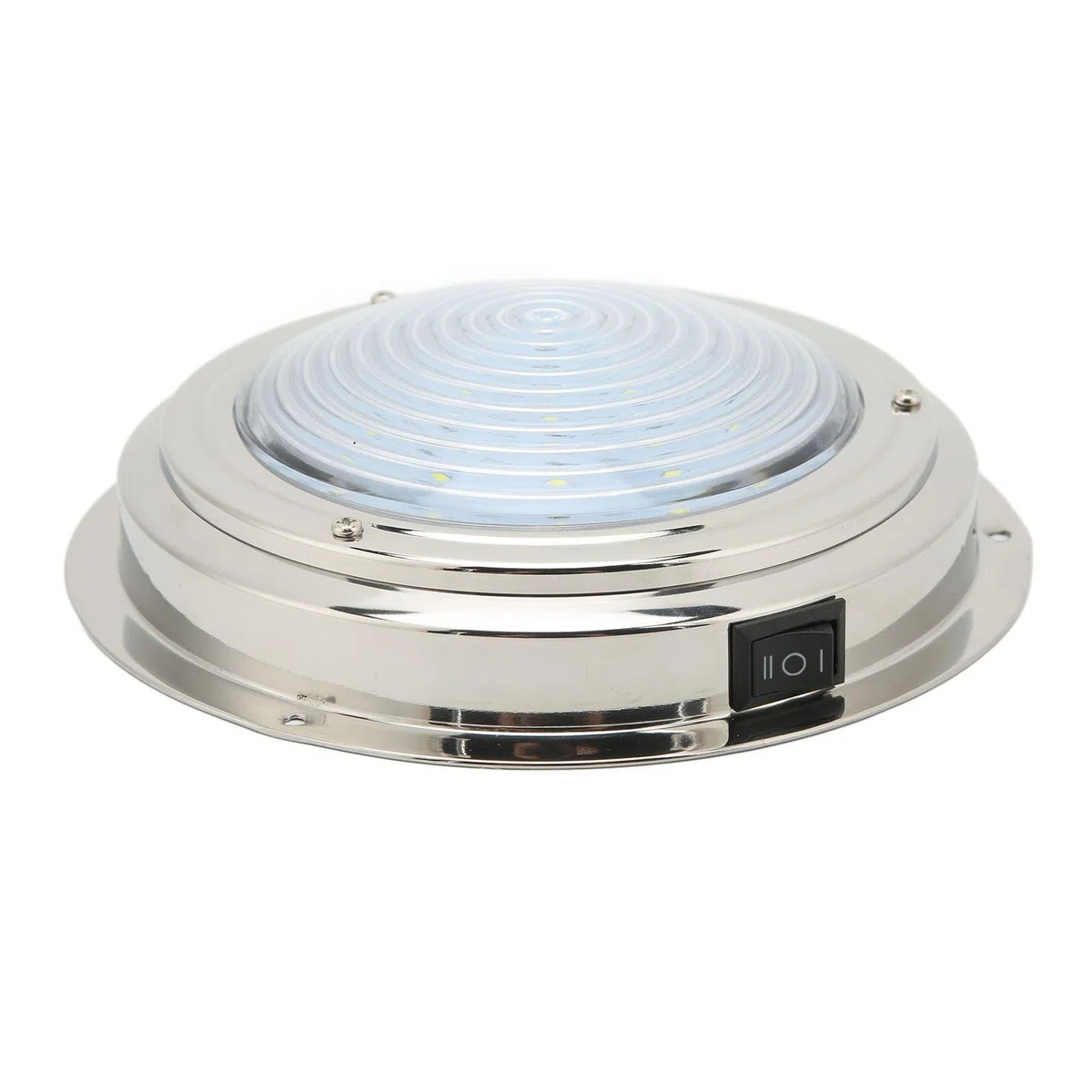 Tbest Luz de Cortesía LED para Barcos Acero Inoxidable 316 18 Cuentas de Lámpara Alto Brillo IP65 12 V Iluminación Interior Marina Redonda para RV Yate Cabina Baño Pasillo (Luz Blanca y Luz Roja)
