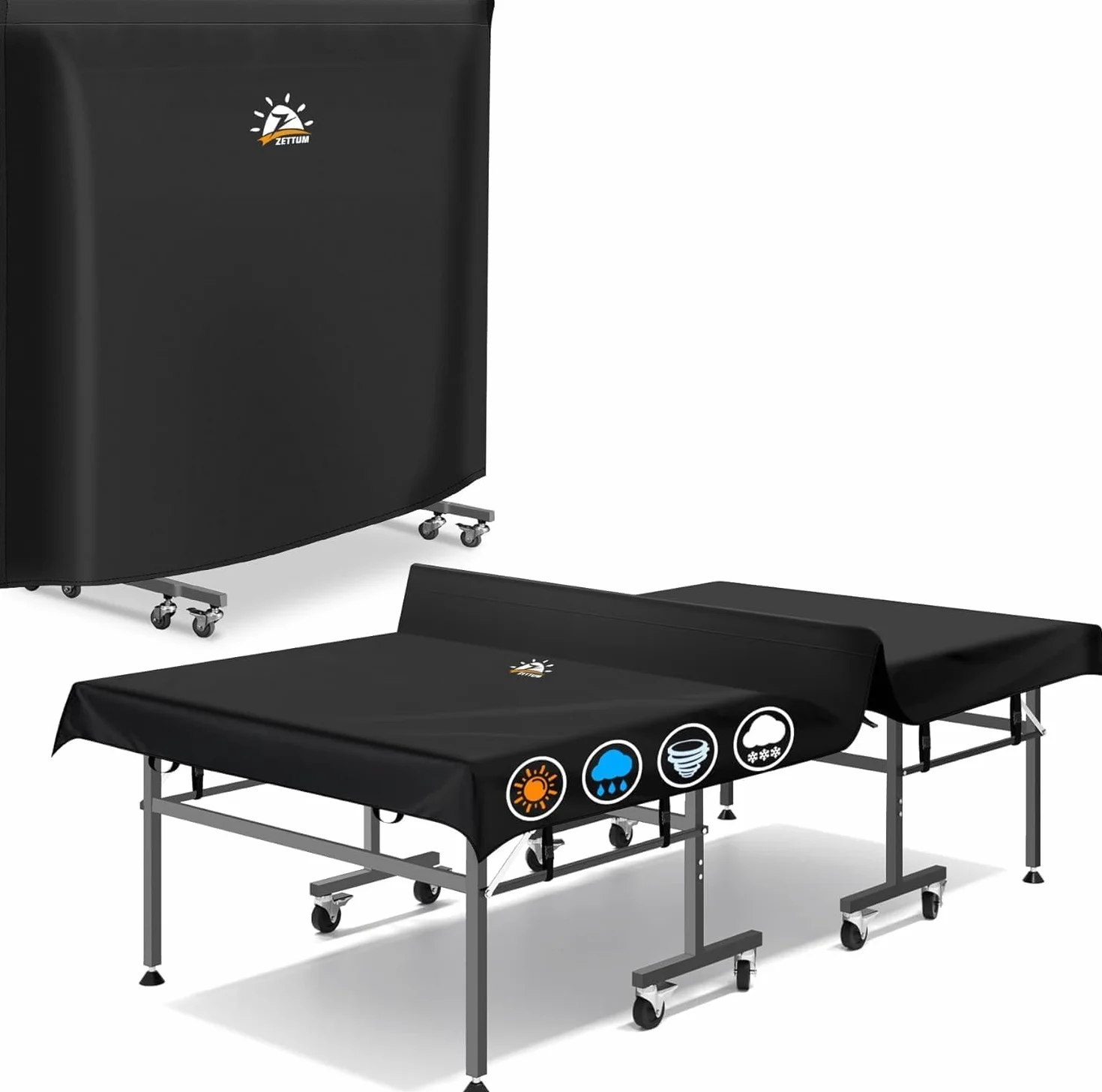 Zettum Funda de Mesa de Ping Pong 188 L x 155 A CM, 600D Oxford Impermeable y Protección Resistente Cubierta para Tenis de Mesa, Compatible con mesas plegables y estándar de ping-pong