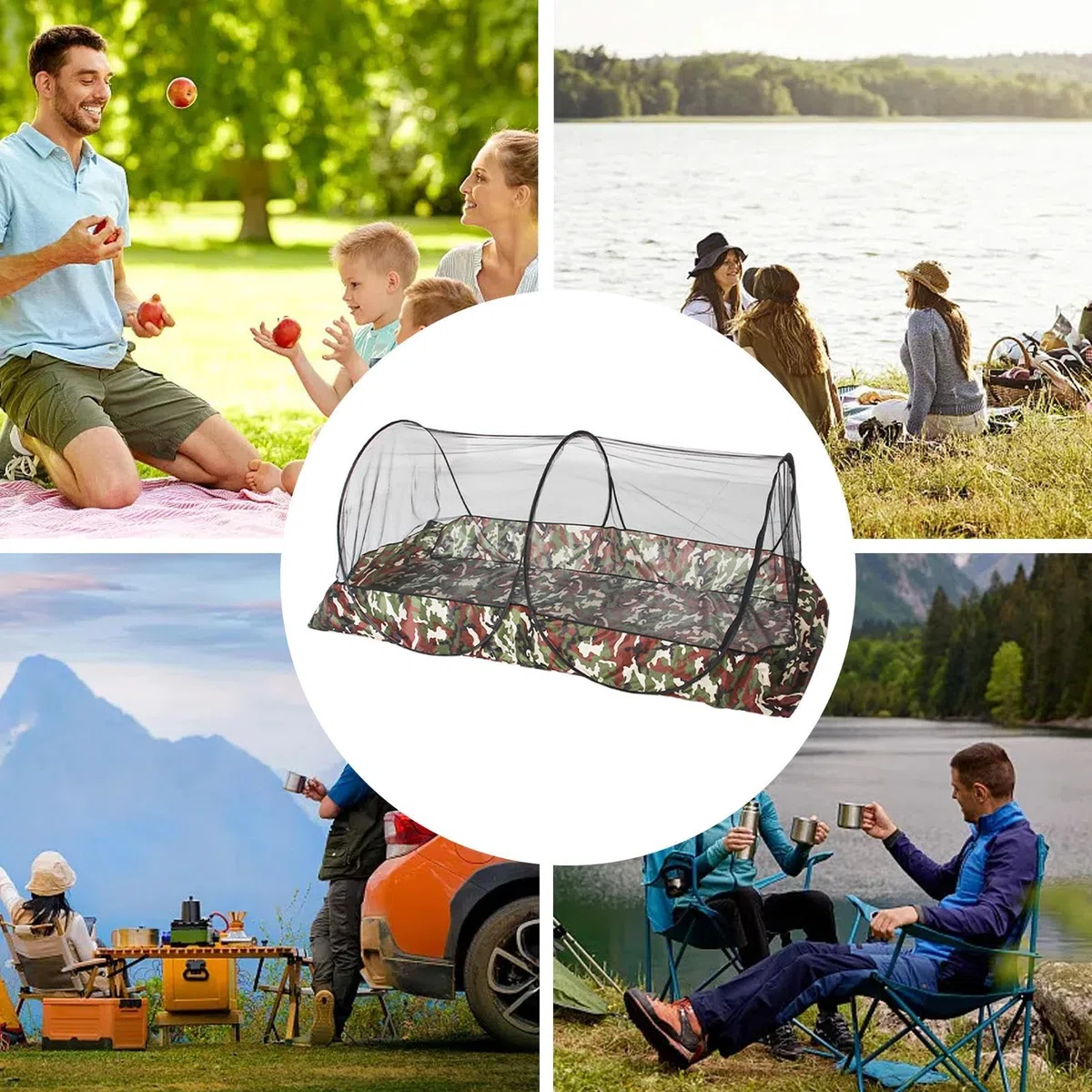 Tienda de campaña de malla para camping, tienda de campaña familiar, malla de brisa, mosquitera para tienda de campaña | Tienda de campaña instantánea interior de verano, buena ventilación, tienda de