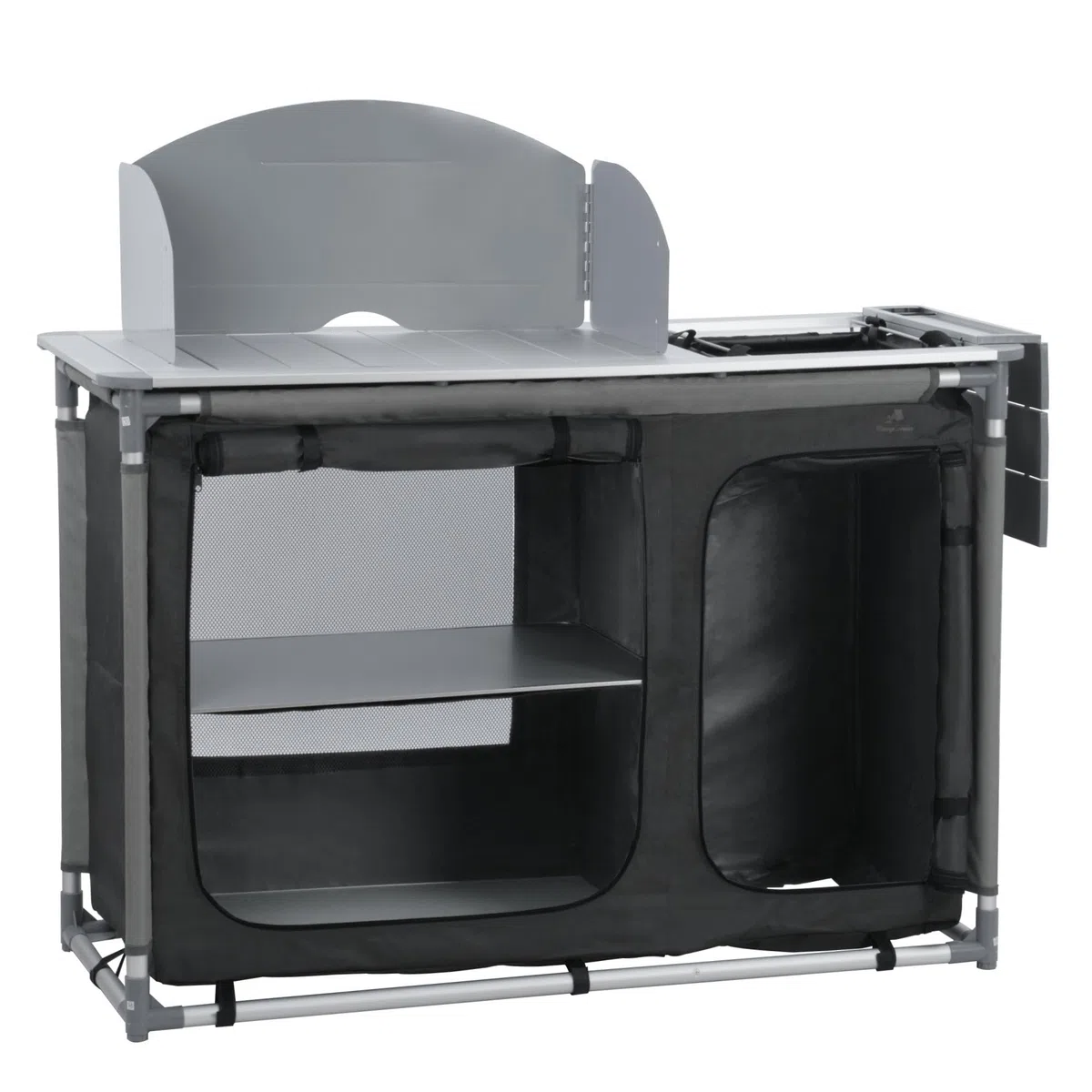 CampFeuer Armario Plegable Camping | 117 x 50 x 111 cm | Armario de Viaje Portátil, Cocina de Camping con Marco de Aluminio, Protección contra Salpicaduras, Fregadero, Bolsa de Transporte