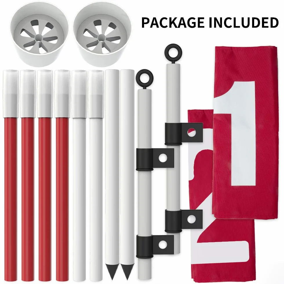 THIODOON Bandera de golf de 6 pies, taza y bandera desmontables para hoyos de golf para campo de prácticas, fibra de vidrio antioxidante, con conectores (juego de asta de bandera, paquete de 2)