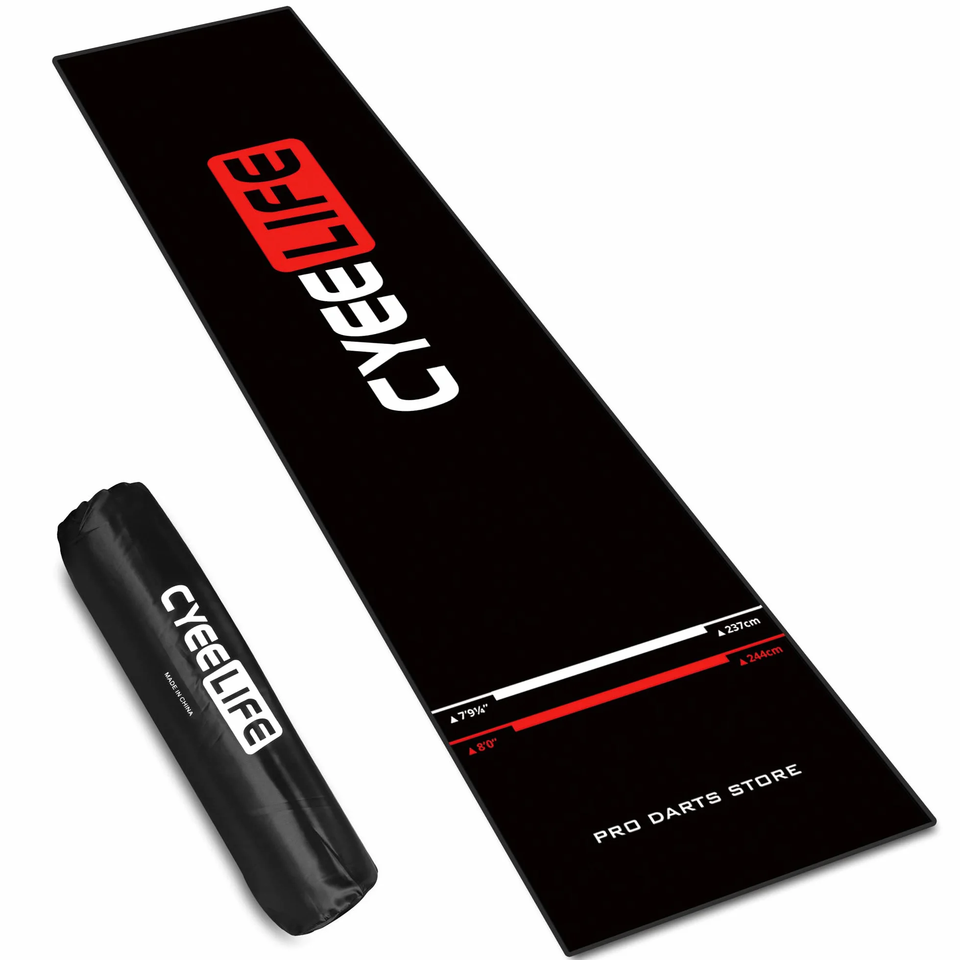 CyeeLife Dart Teppich mit tracetasche,Dartpfiele Mat dartmate 65 * 295cm für Steel und Soft Dardos