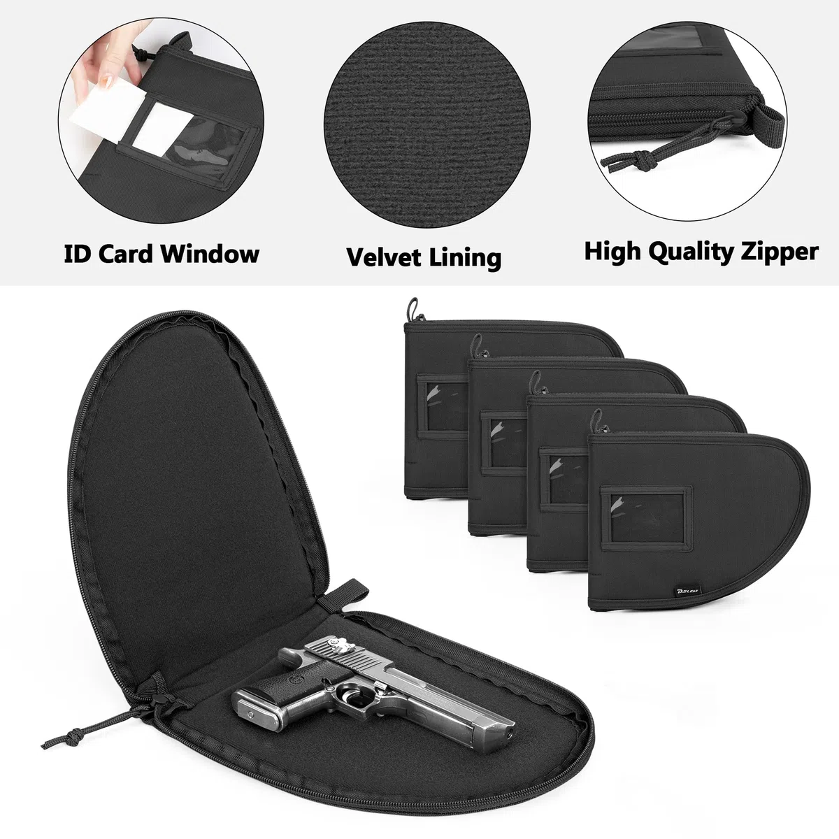 DSLEAF Bolsa táctica para Armas con 4 Estuches para Armas, Bolsa Acolchada para Armas con 16 Ranuras para Cargadores y Bolsillos adicionales (Pendiente de Patente)