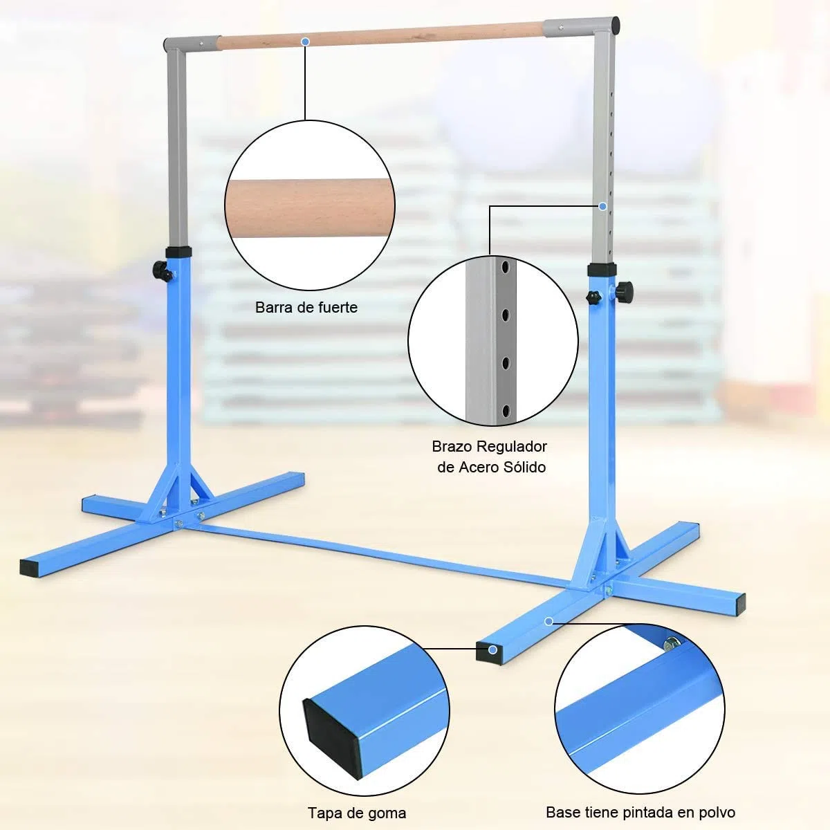COSTWAY Barra Horizontal de Gimnasia para Niños Barra para Entrenamiento Altura Ajustable Carga hasta100kg