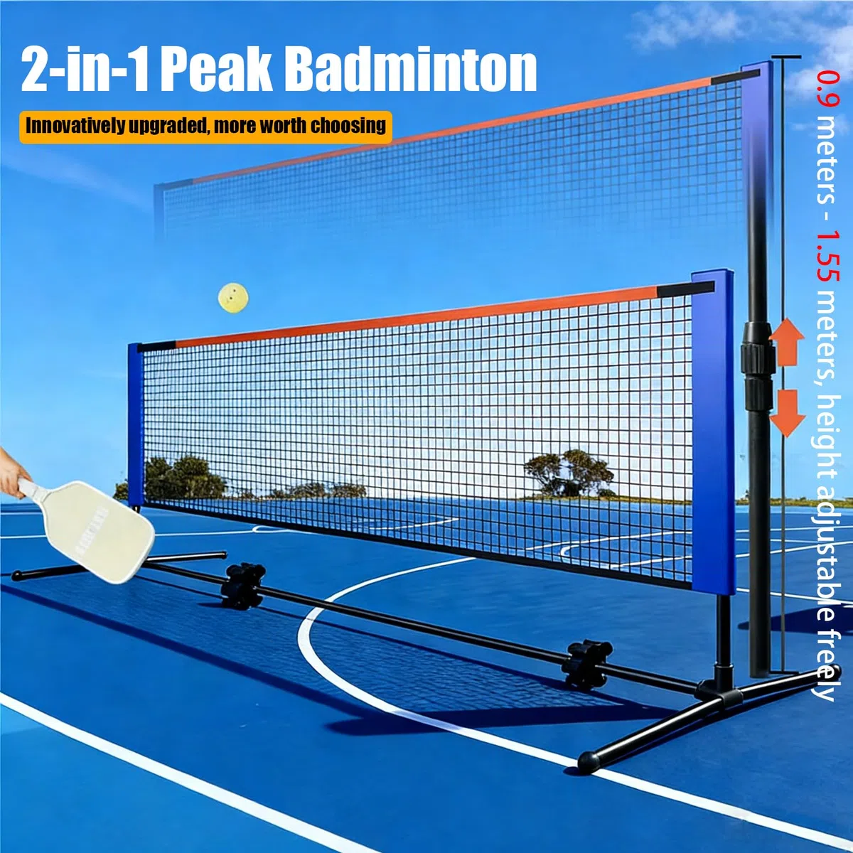 Red Voleibol,Altura Ajustable hasta 5,1 Metros, con Bolsa Portátil, Fácil De Instalar y Desmontar, Adecuado para Diversos Entornos, Ideal para Deportes como Tenis, Pickleball y Voleibol.