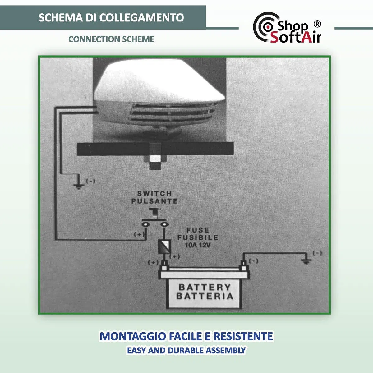 Bocina eléctrica náutica negra o blanca 12 V ABS para barco o bote inflable con soporte y tornillos de acero inoxidable (sirena Quad negra)