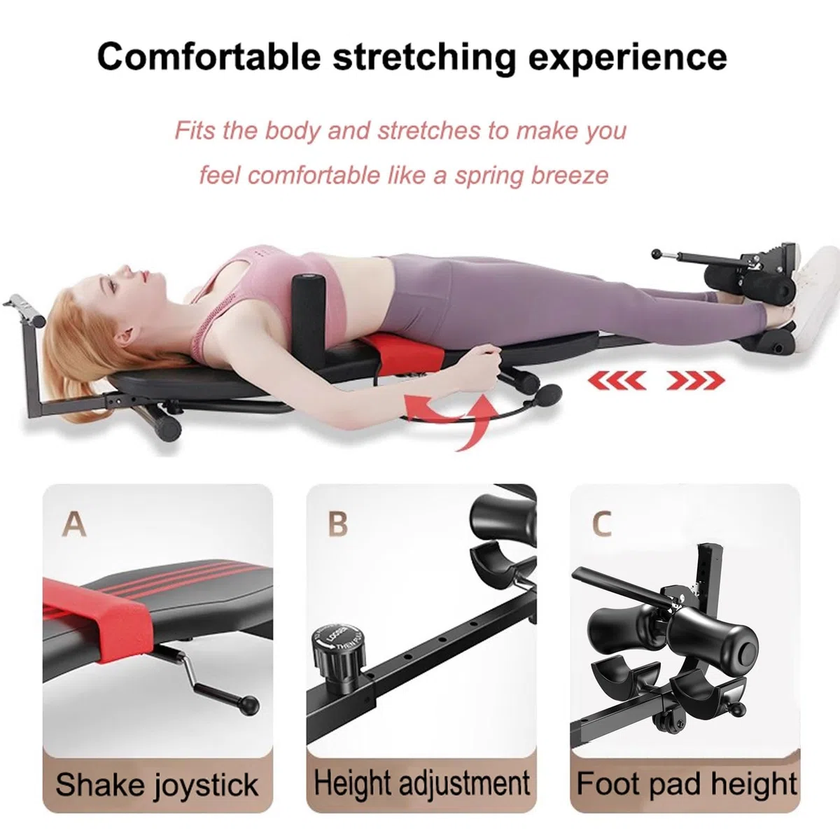 Banco de ejercicios con mesa de inversión, máquina de estiramiento y tracción de cuerpo completo con tracción cervical, mesa de descompresión lumbar for aliviar el dolor de cuello y espalda.