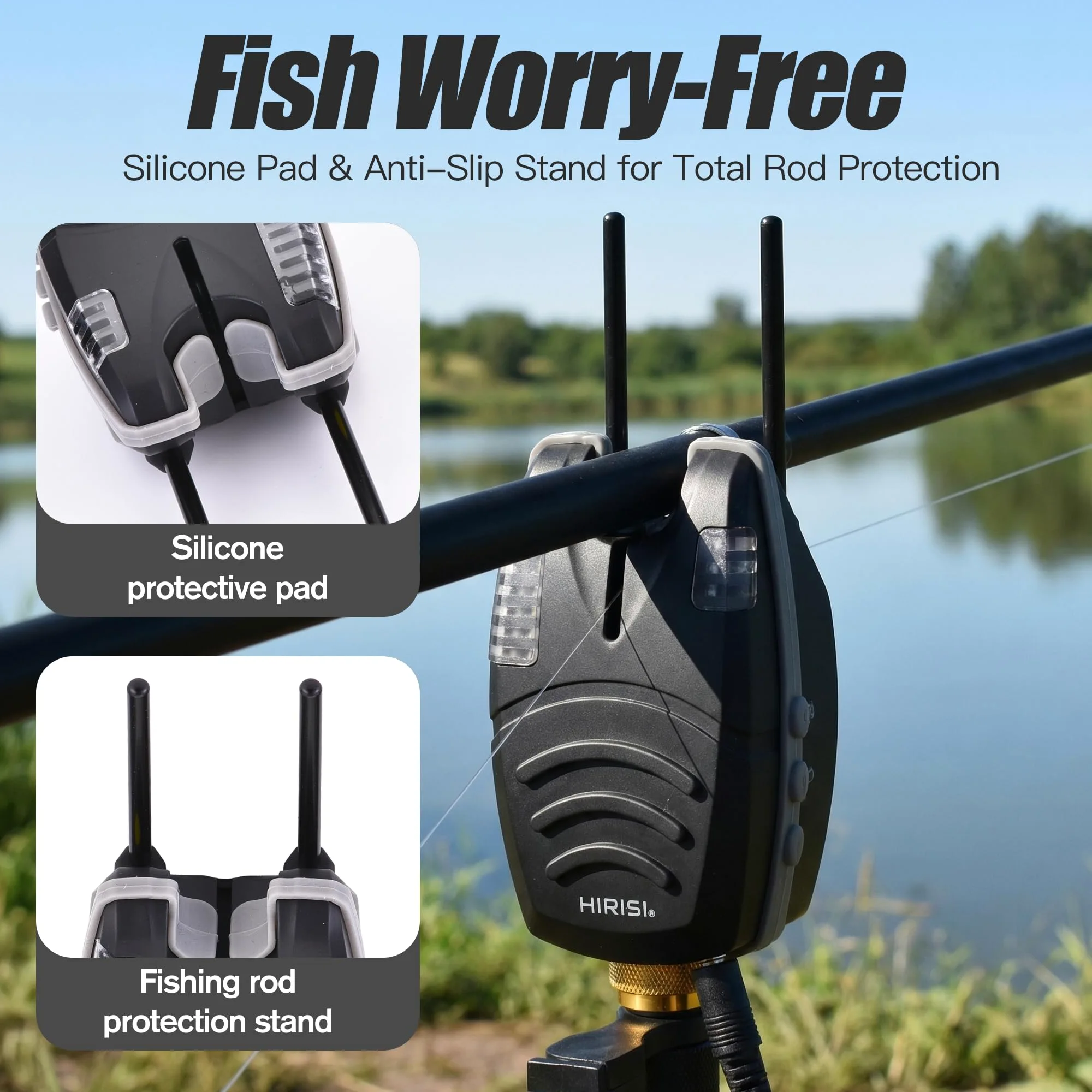 Hirisi Tackle Juego de Alarma inalámbrica Impermeable para Pesca de Carpas con Barra de Oreja de 200 m