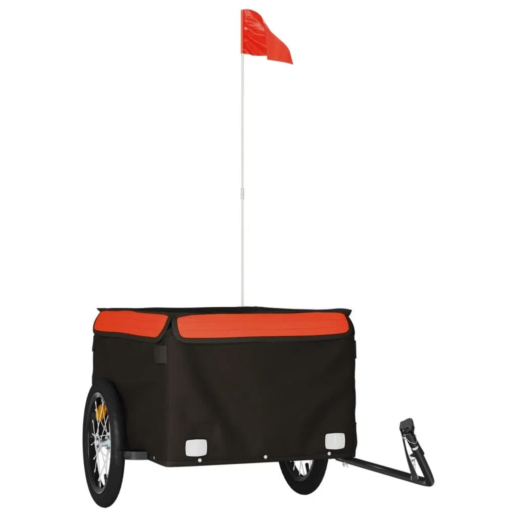LAPOOH Remolque de Carga para Bicicleta Hierro Negro y Naranja 45 kg, Remolque Bici Perro, Remolque Bicicleta De Carga - 94082